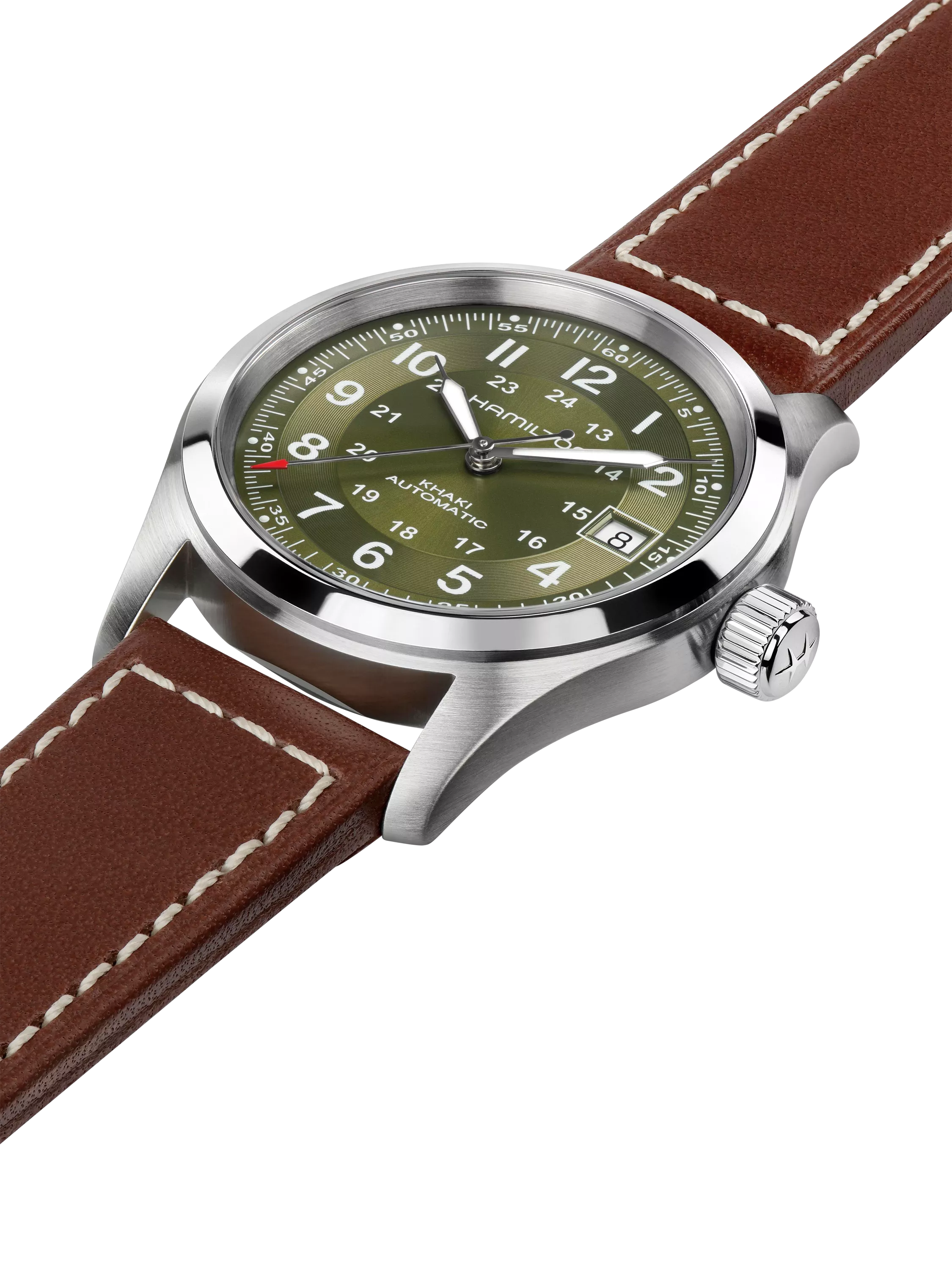 Hamilton field automatic watch green dial leather strap (British brand)