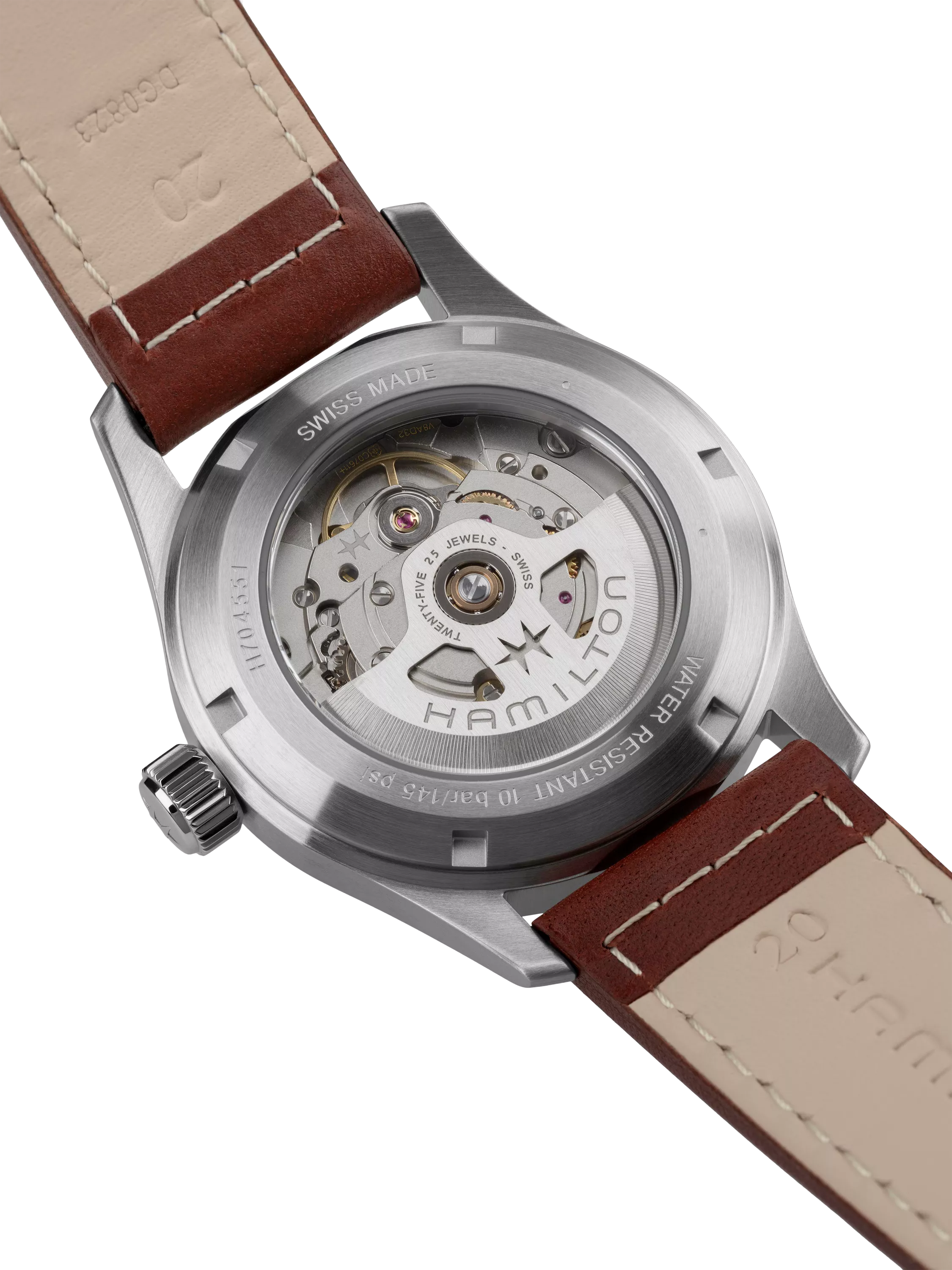 Hamilton field automatic watch green dial leather strap (British brand)