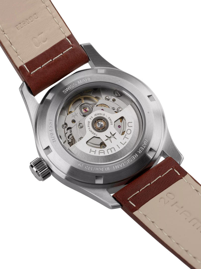 Hamilton field automatic watch green dial leather strap (British brand)