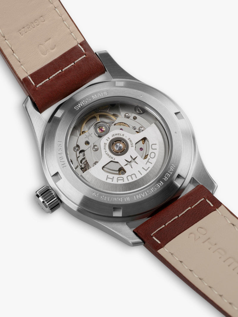Hamilton field automatic watch green dial leather strap (British brand)