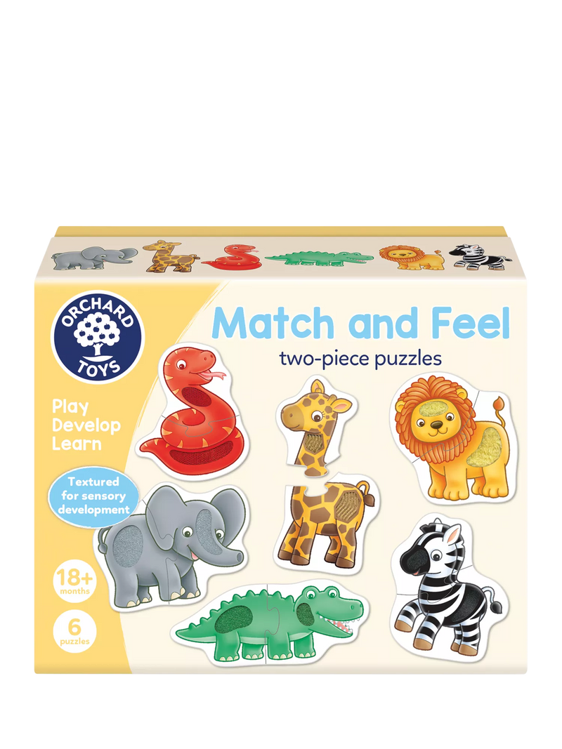 Orchard Toys Match and Feel puzzles, 12 piece set, imported from the UK