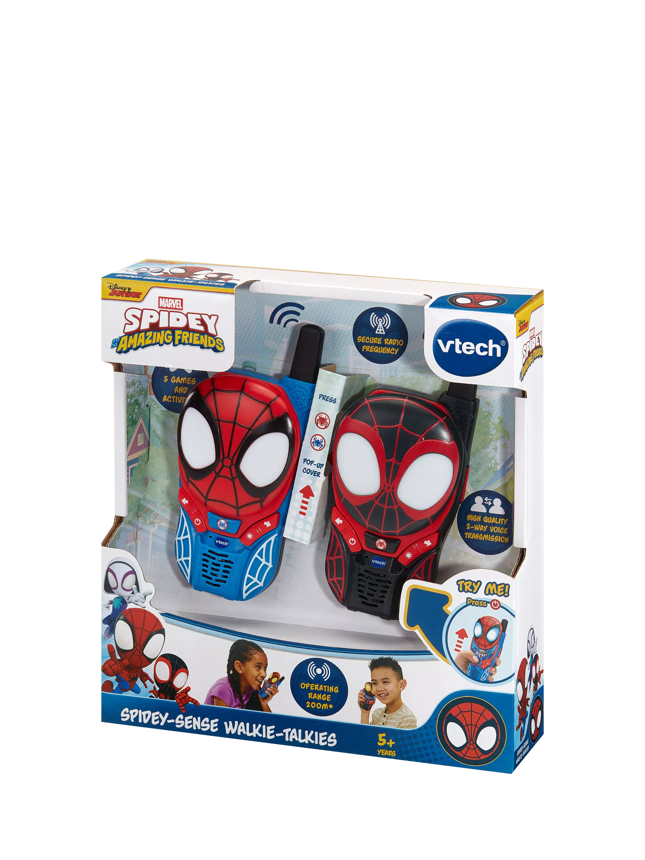 VTech Spidey-Sense walkie-talkies with light-up eyes and games (British brand)