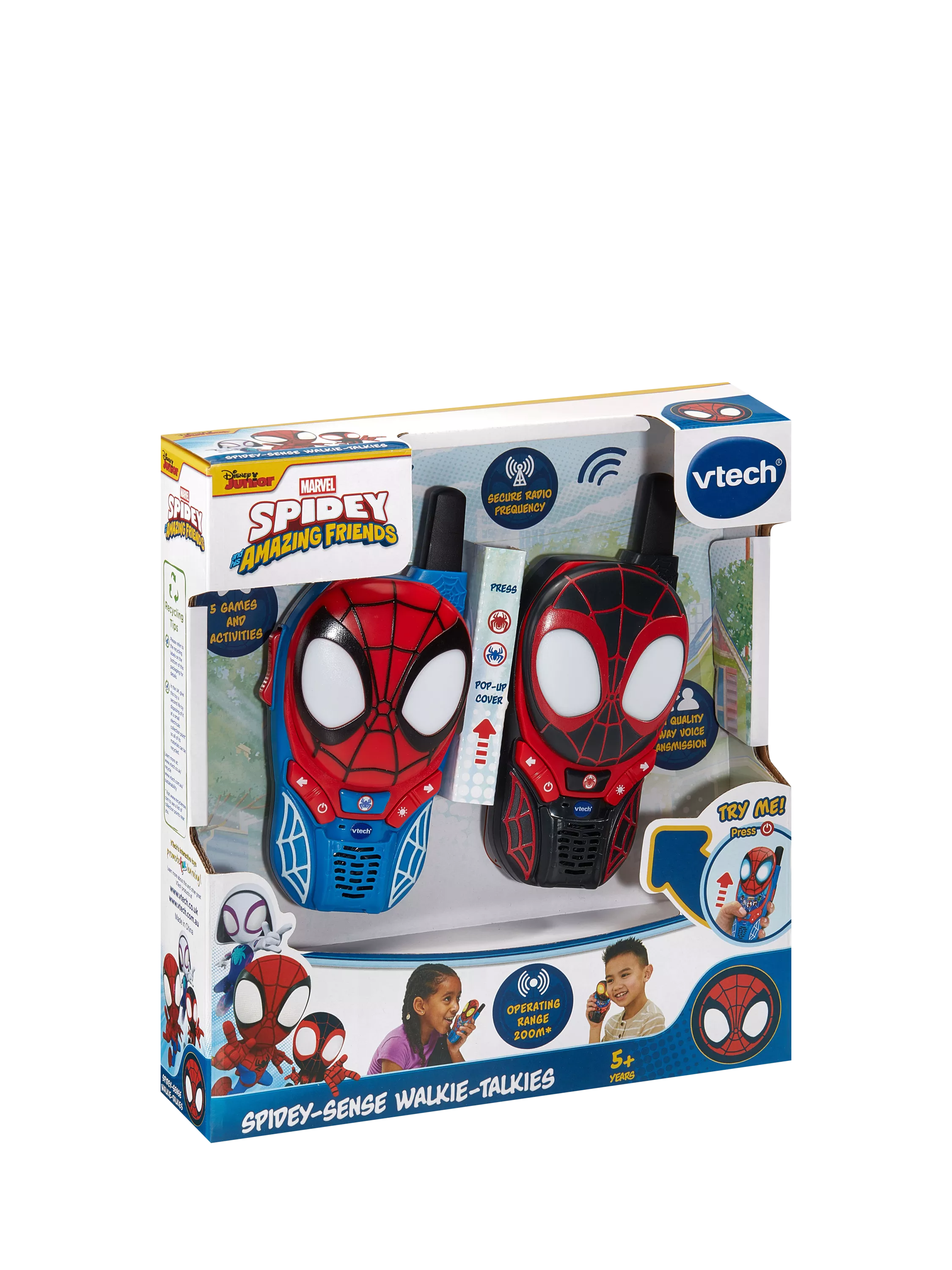 VTech Spidey-Sense walkie-talkies with light-up eyes and games (British brand)