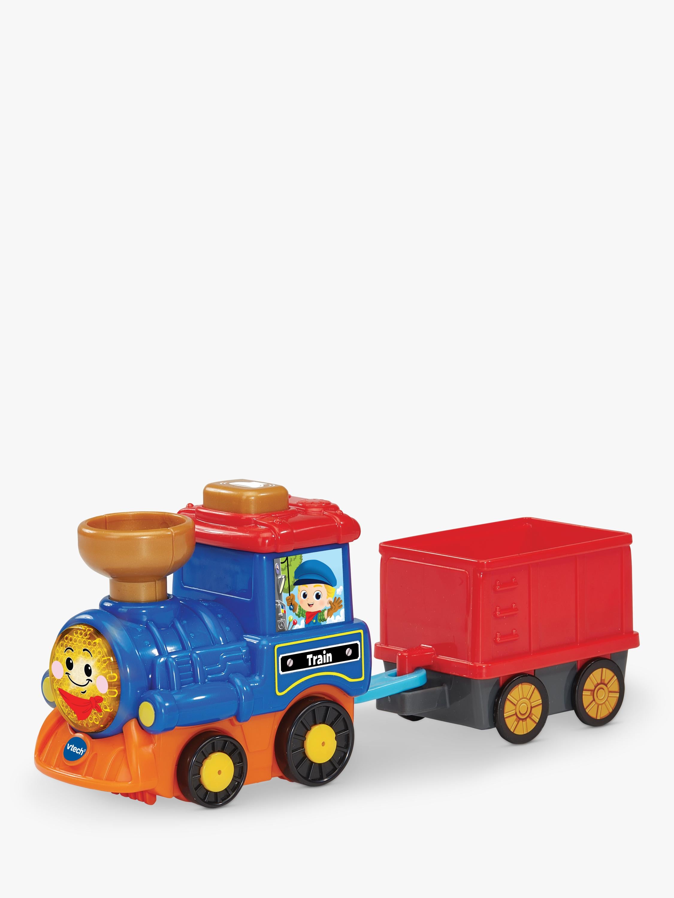 VTech interactive cargo train toy with light-up button and sound effects (British brand)