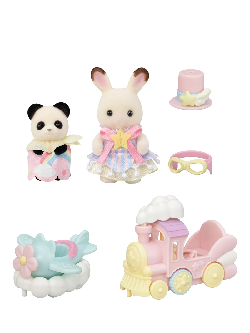 Sylvanian Families plane and train playset for baby figures (British brand)
