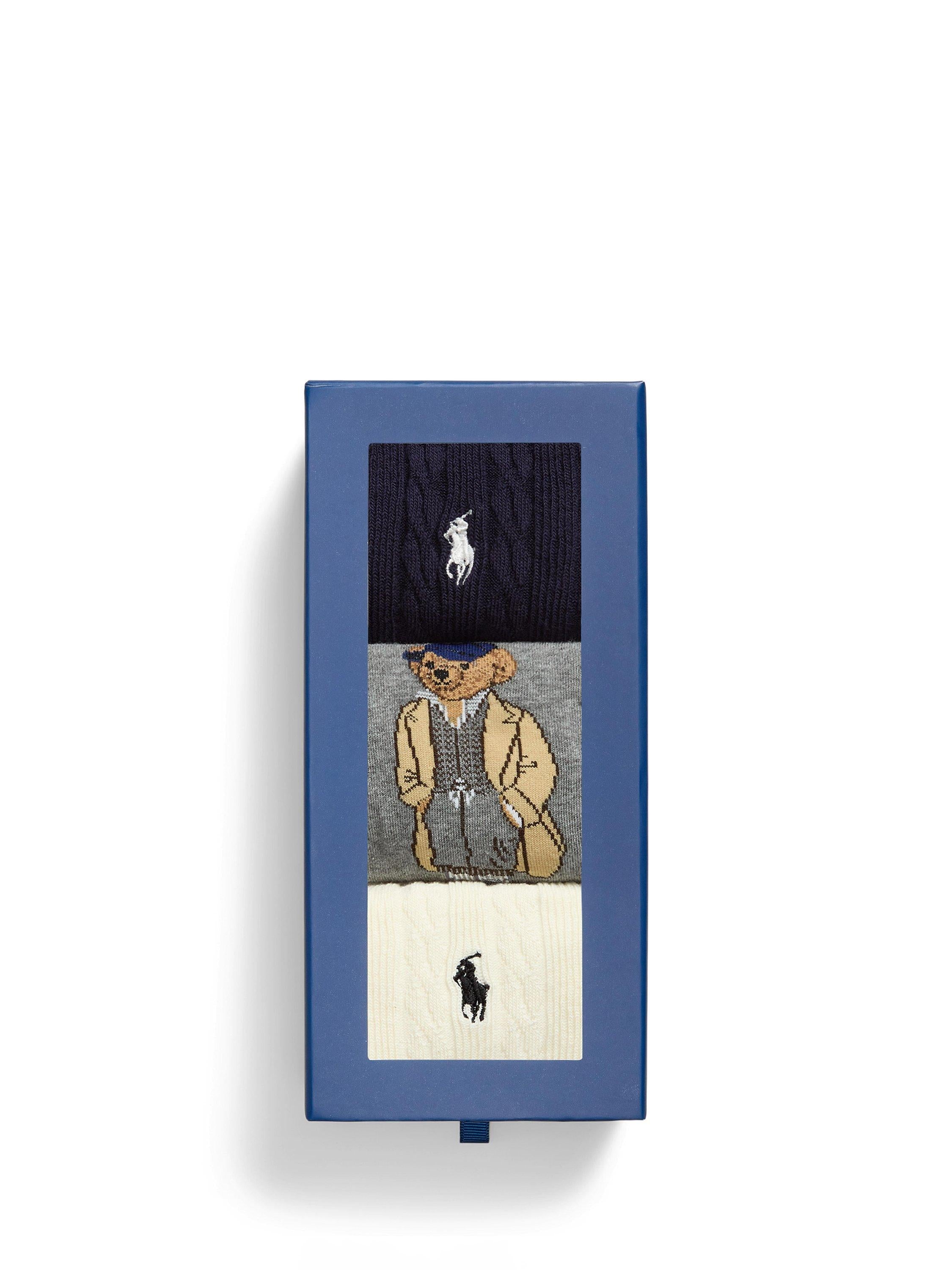 Ralph Lauren Bear Socks pack of 3, imported from the UK