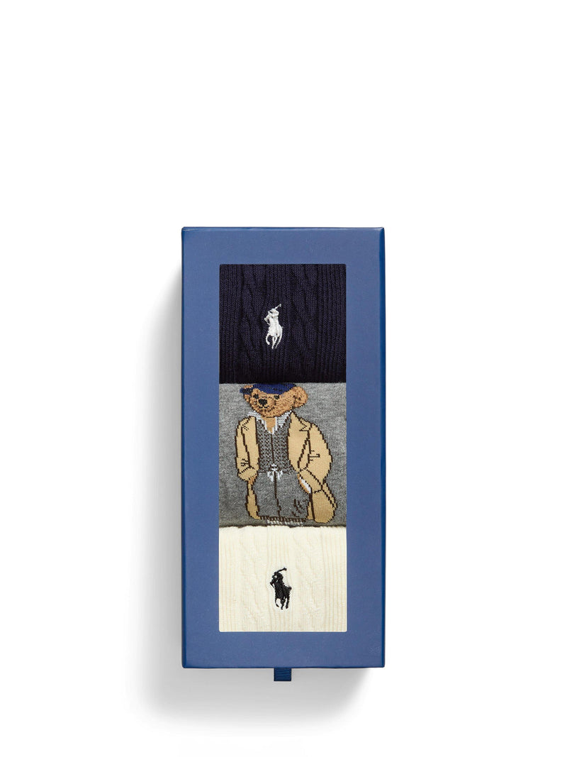 Ralph Lauren Bear Socks pack of 3, imported from the UK