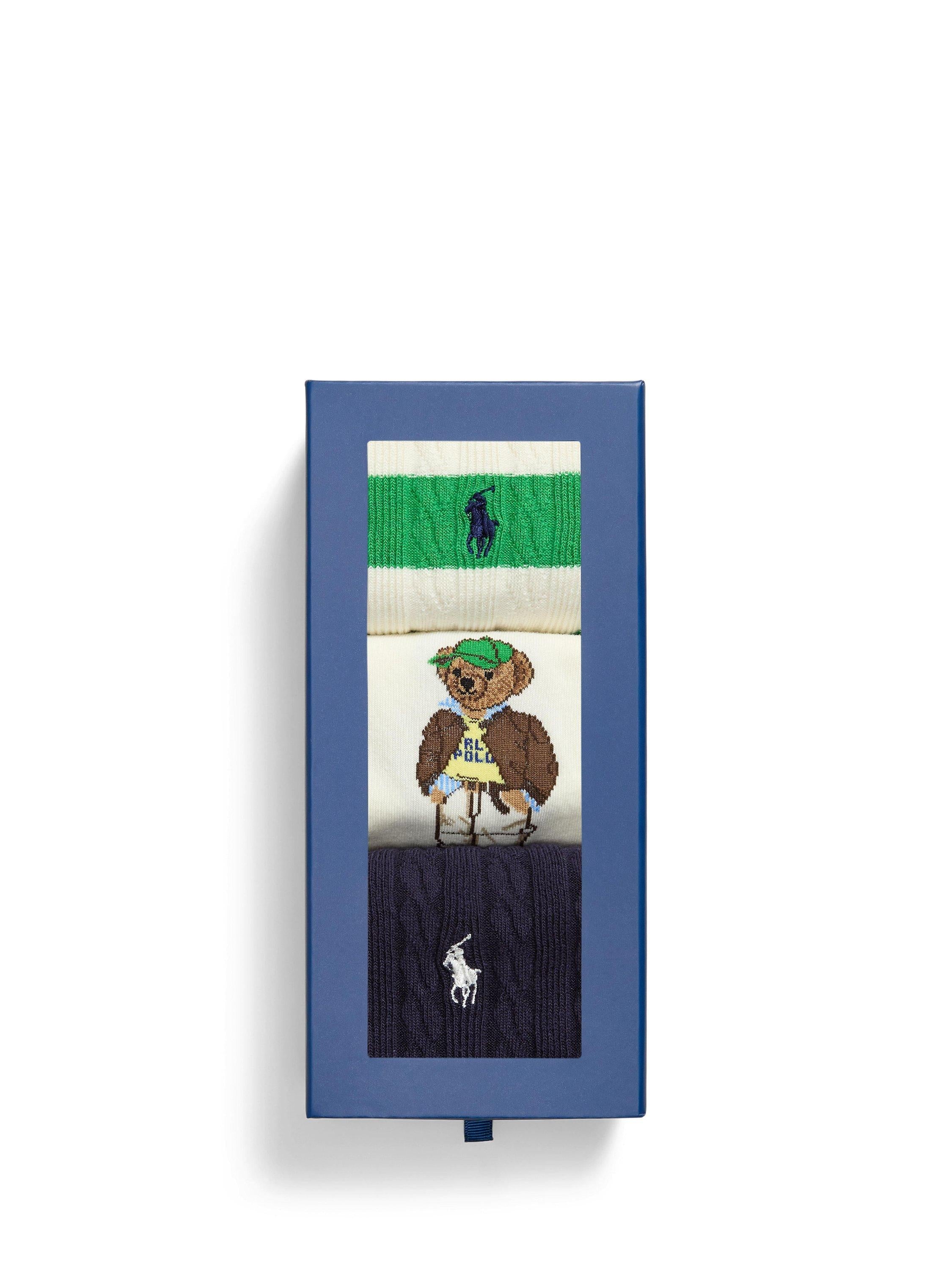 Ralph Lauren bear socks gift set pack of 3 (British brand)