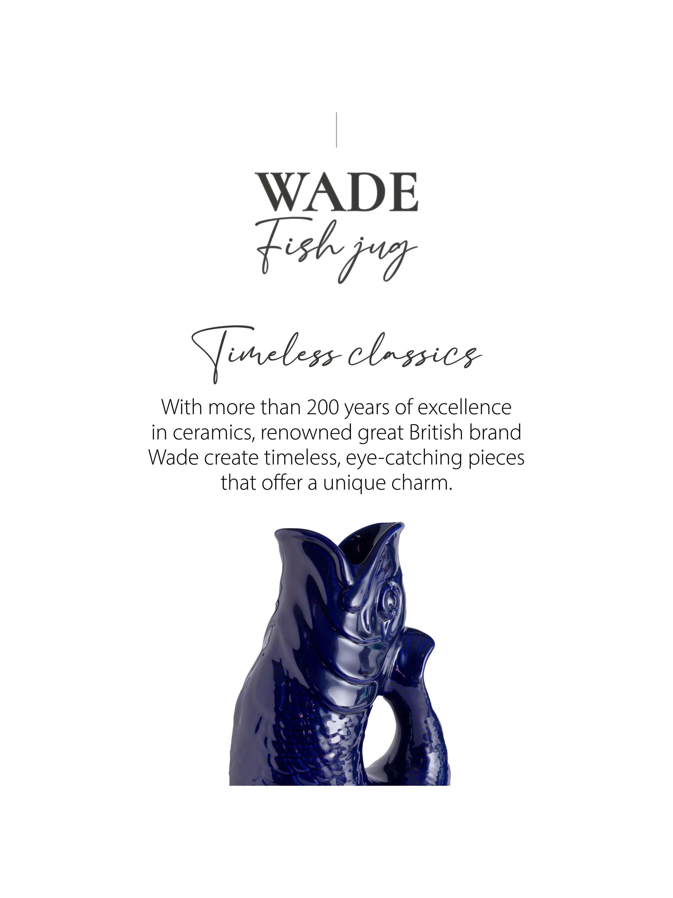 Wade Pottery fish jug cobalt blue 600ml, UK version