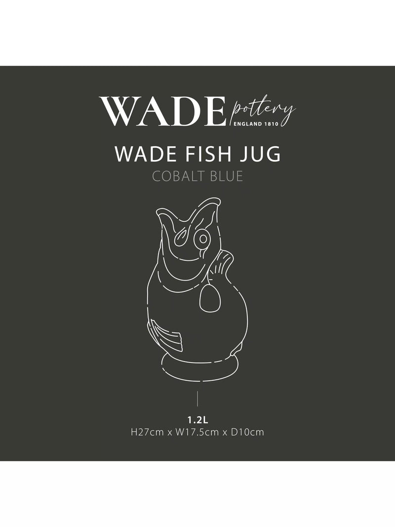 Wade Pottery fish earthenware jug 1.2L cobalt blue - British product