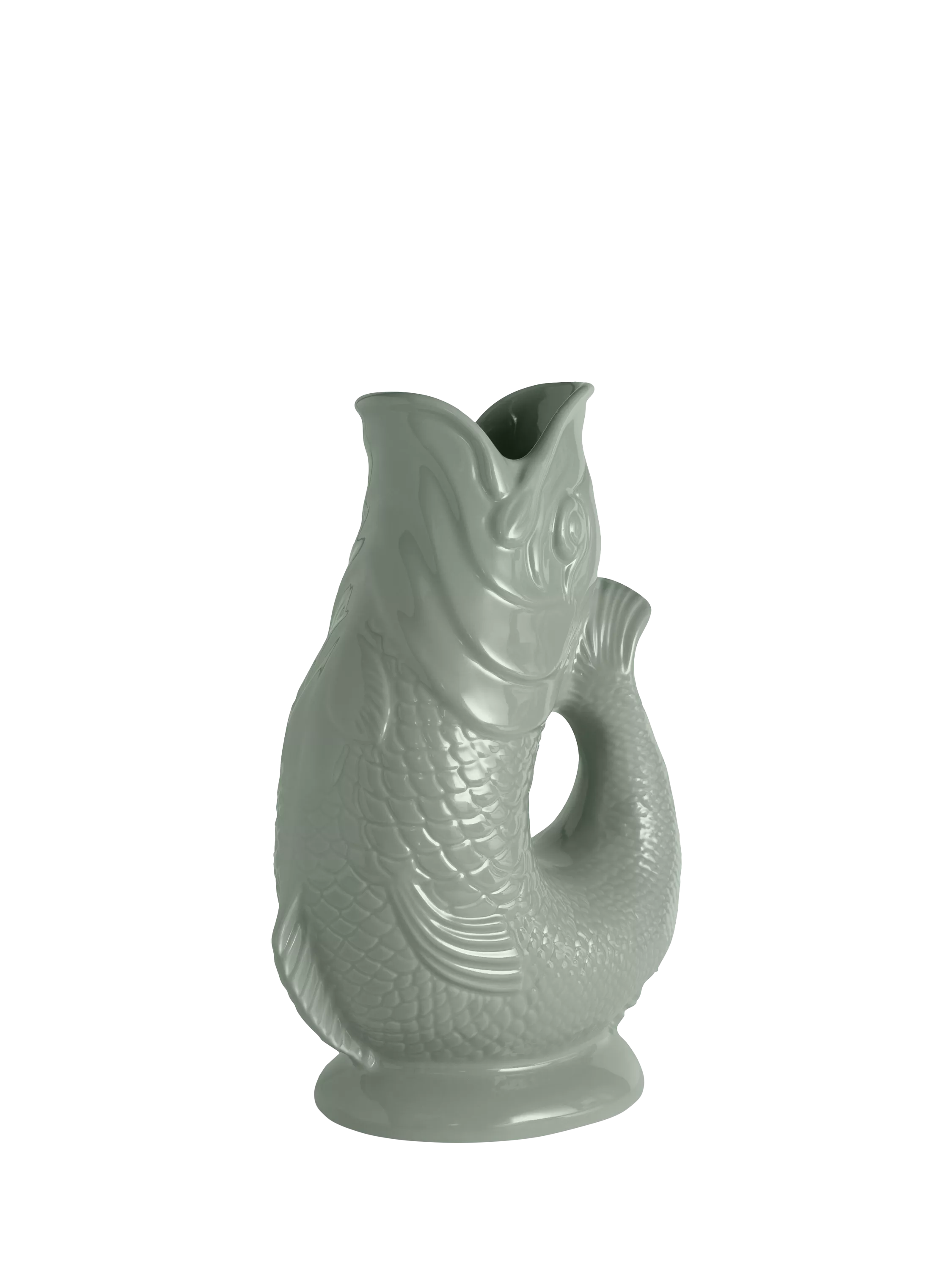 Wade Pottery fish earthenware jug 600ml sage green, UK version