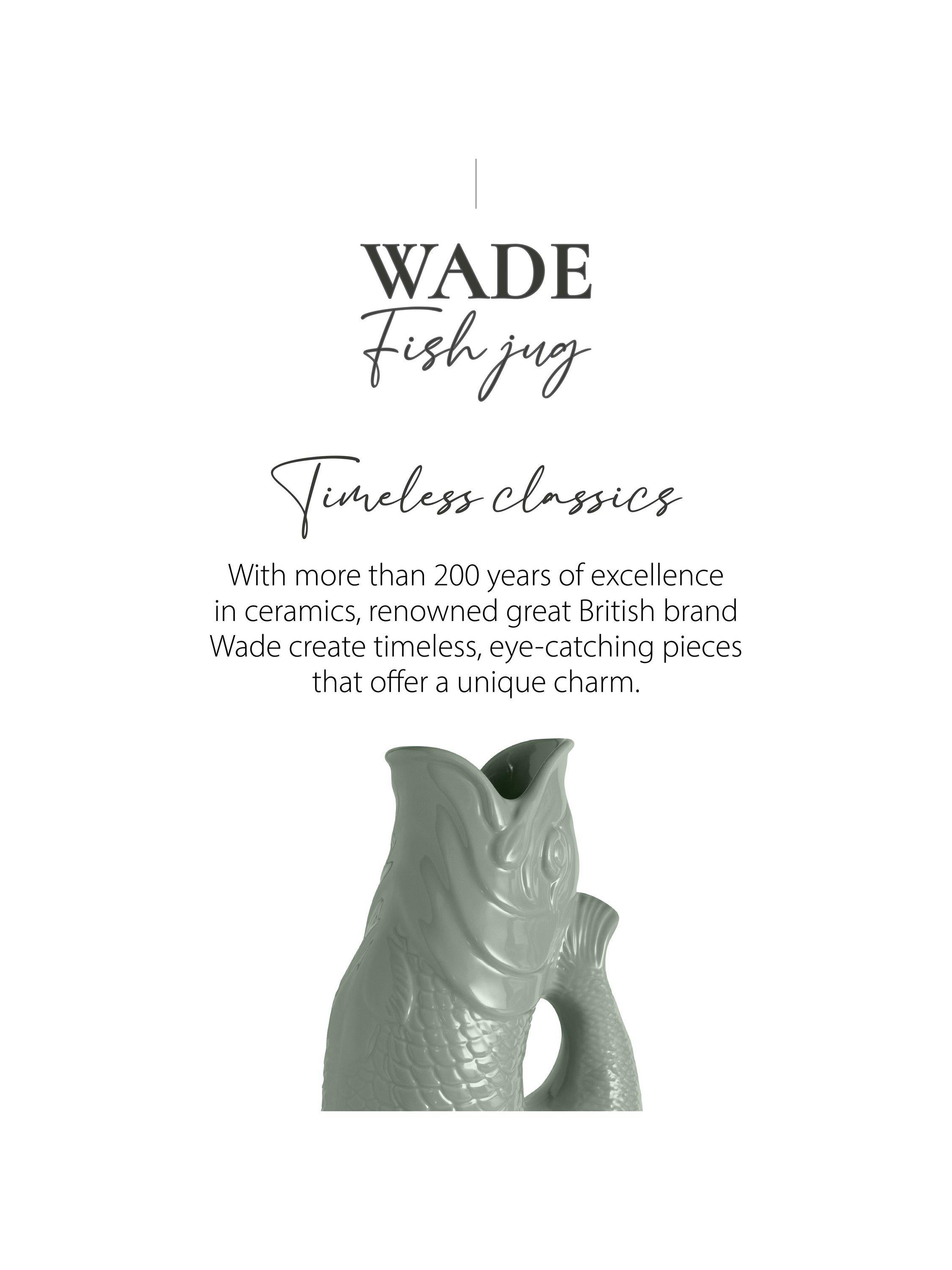 Wade Pottery fish earthenware jug 600ml sage green, UK version
