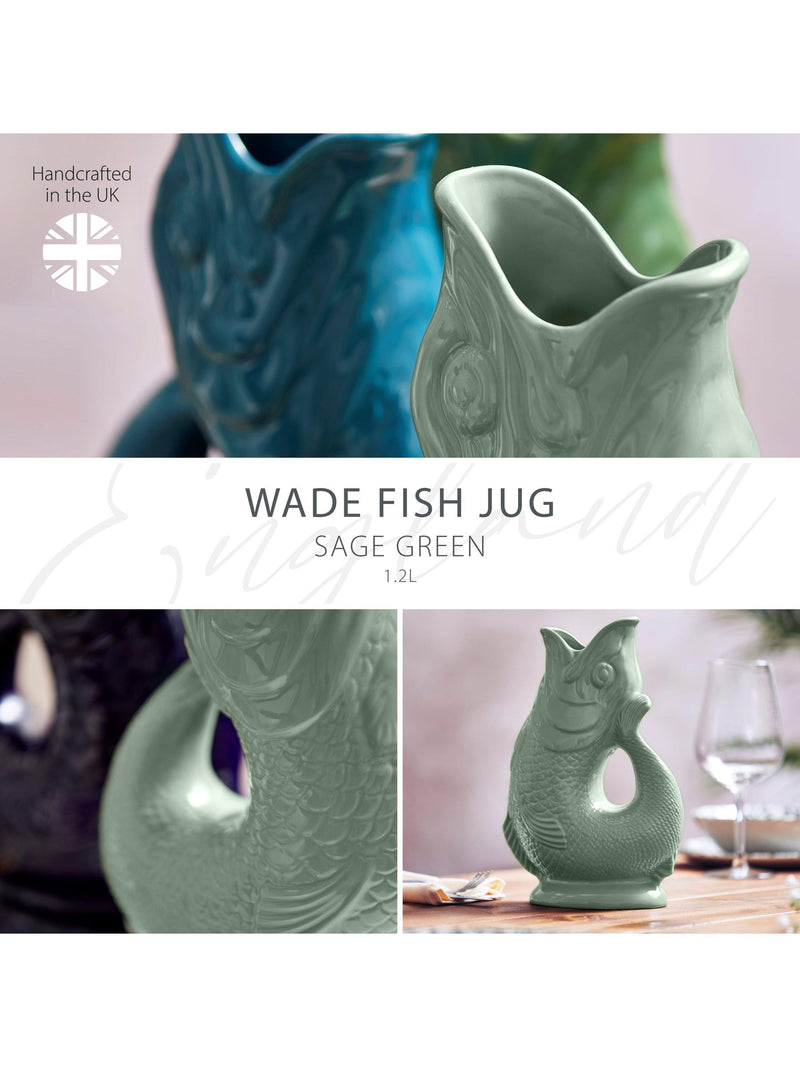 Wade Pottery fish earthenware jug sage green 1.2L (British brand)
