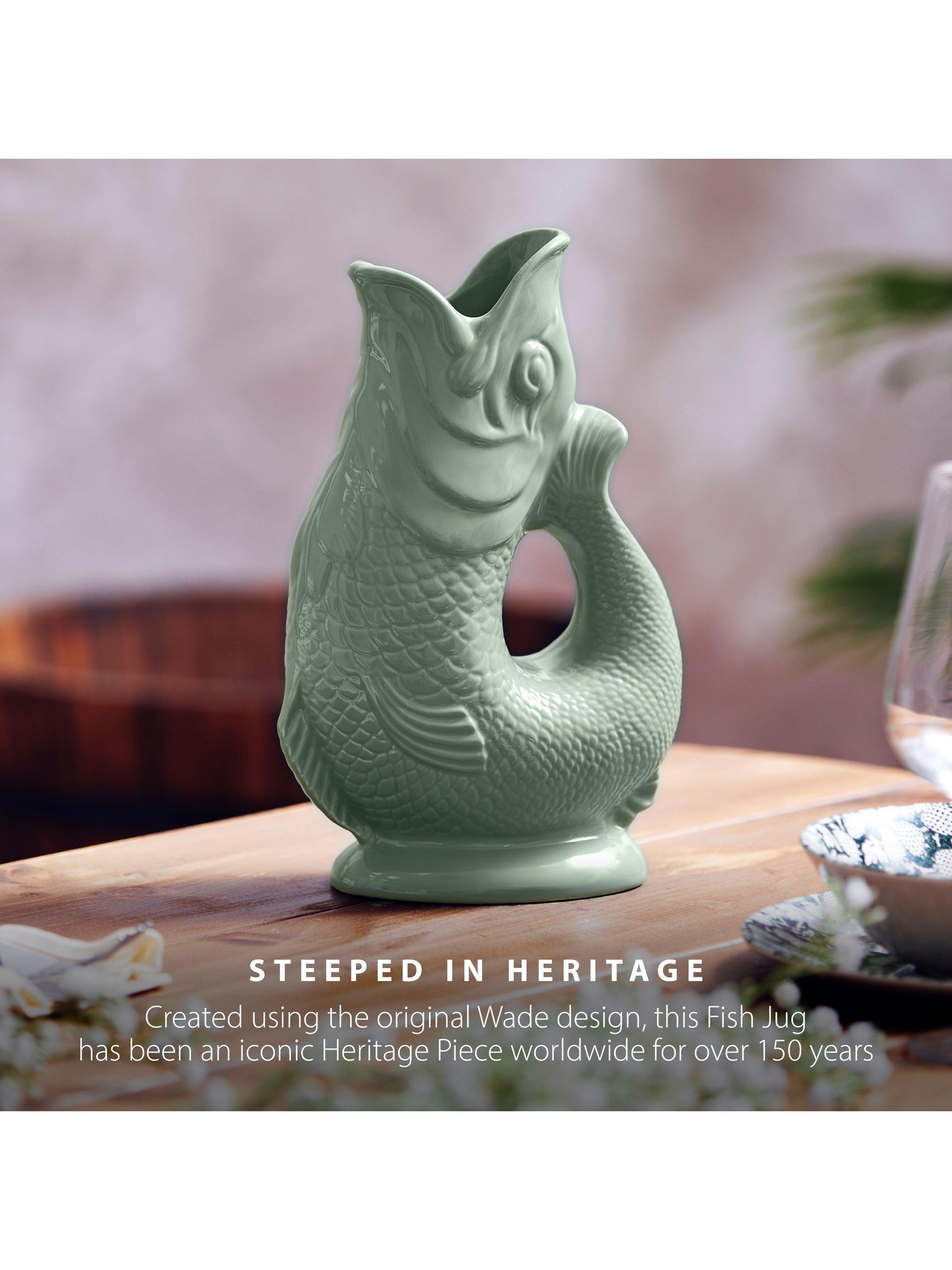 Wade Pottery fish earthenware jug sage green 1.2L (British brand)