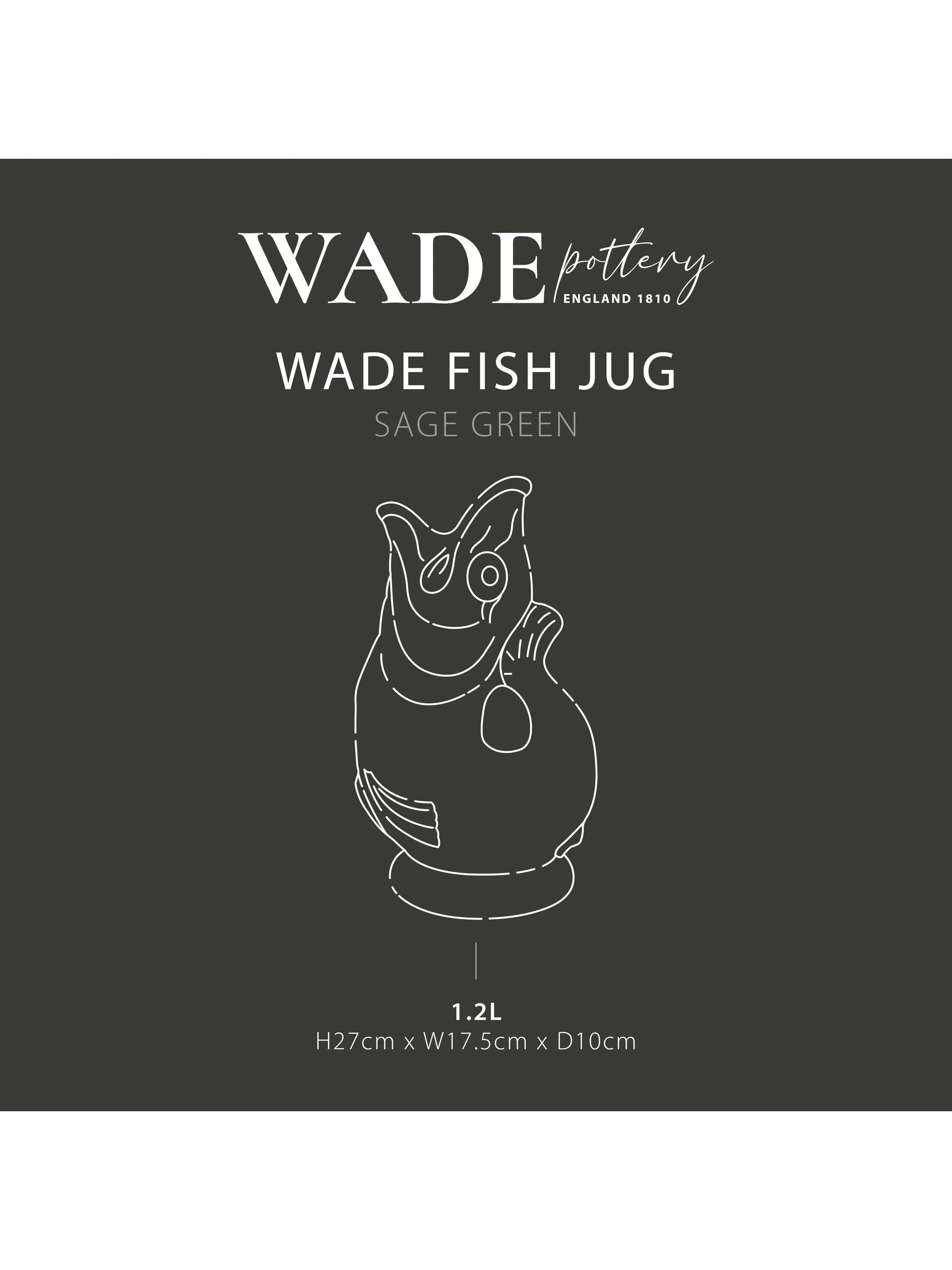 Wade Pottery fish earthenware jug sage green 1.2L (British brand)