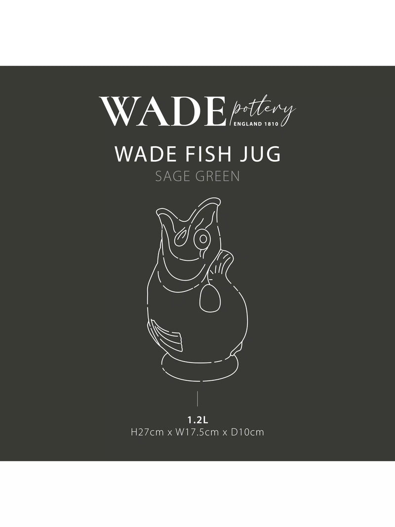 Wade Pottery fish earthenware jug sage green 1.2L (British brand)