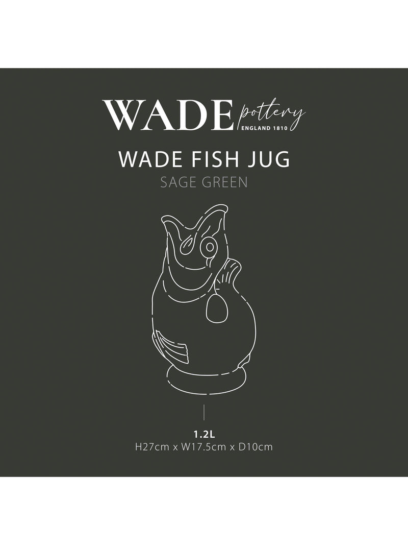 Wade Pottery fish earthenware jug sage green 1.2L (British brand)