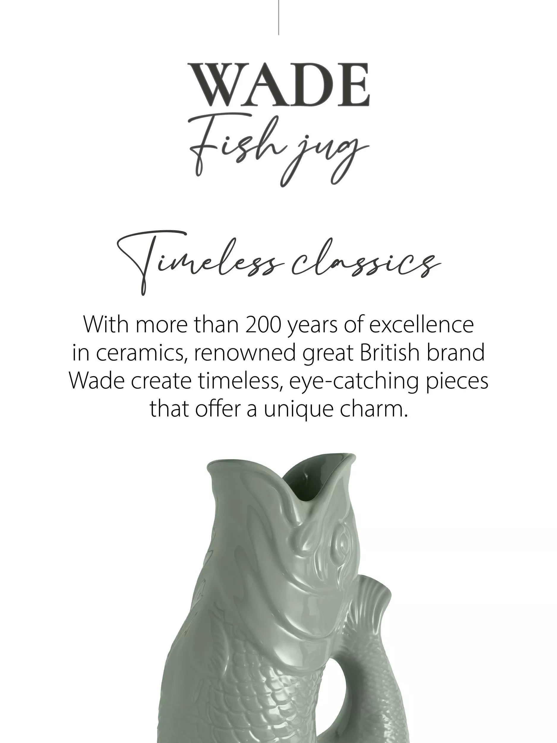 Wade Pottery fish earthenware jug sage green 1.2L (British brand)