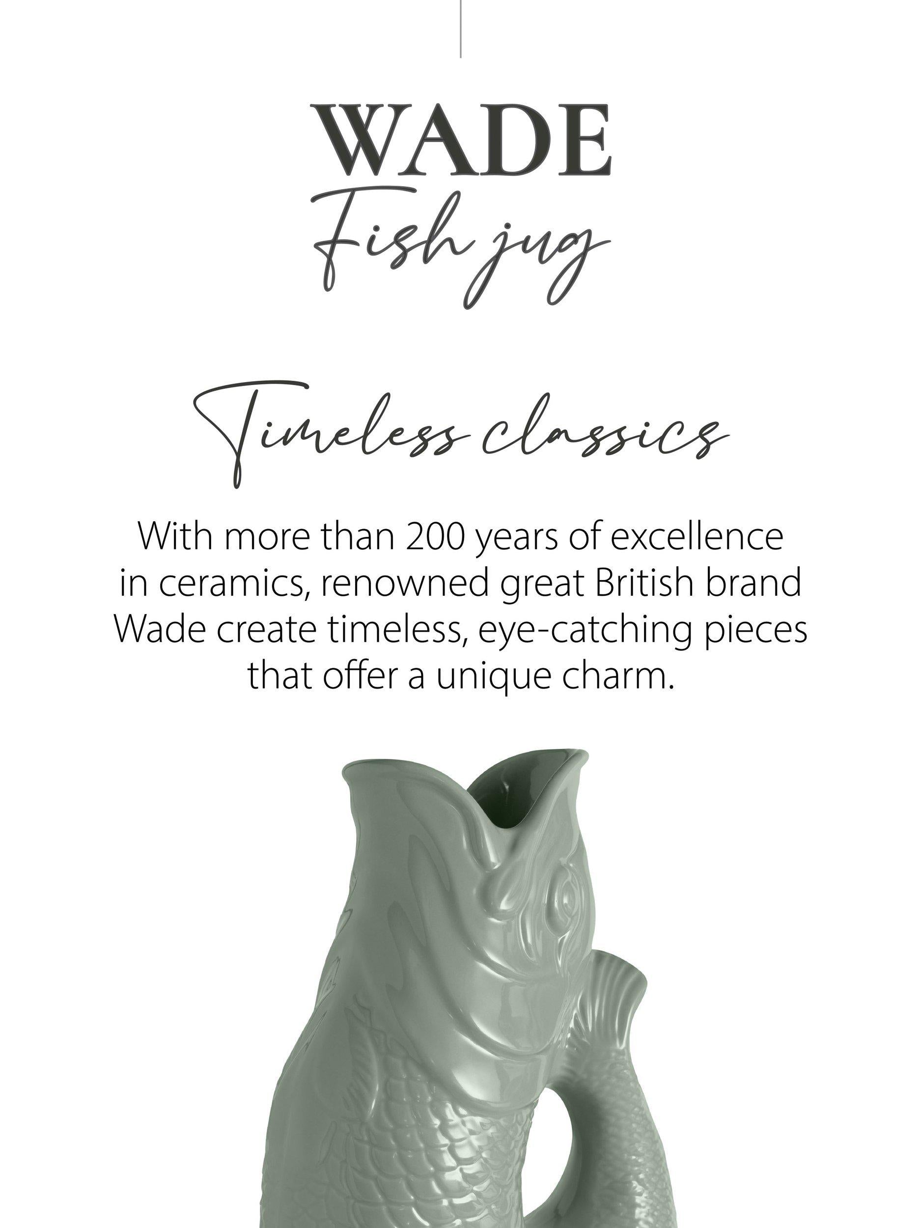 Wade Pottery fish earthenware jug sage green 1.2L (British brand)