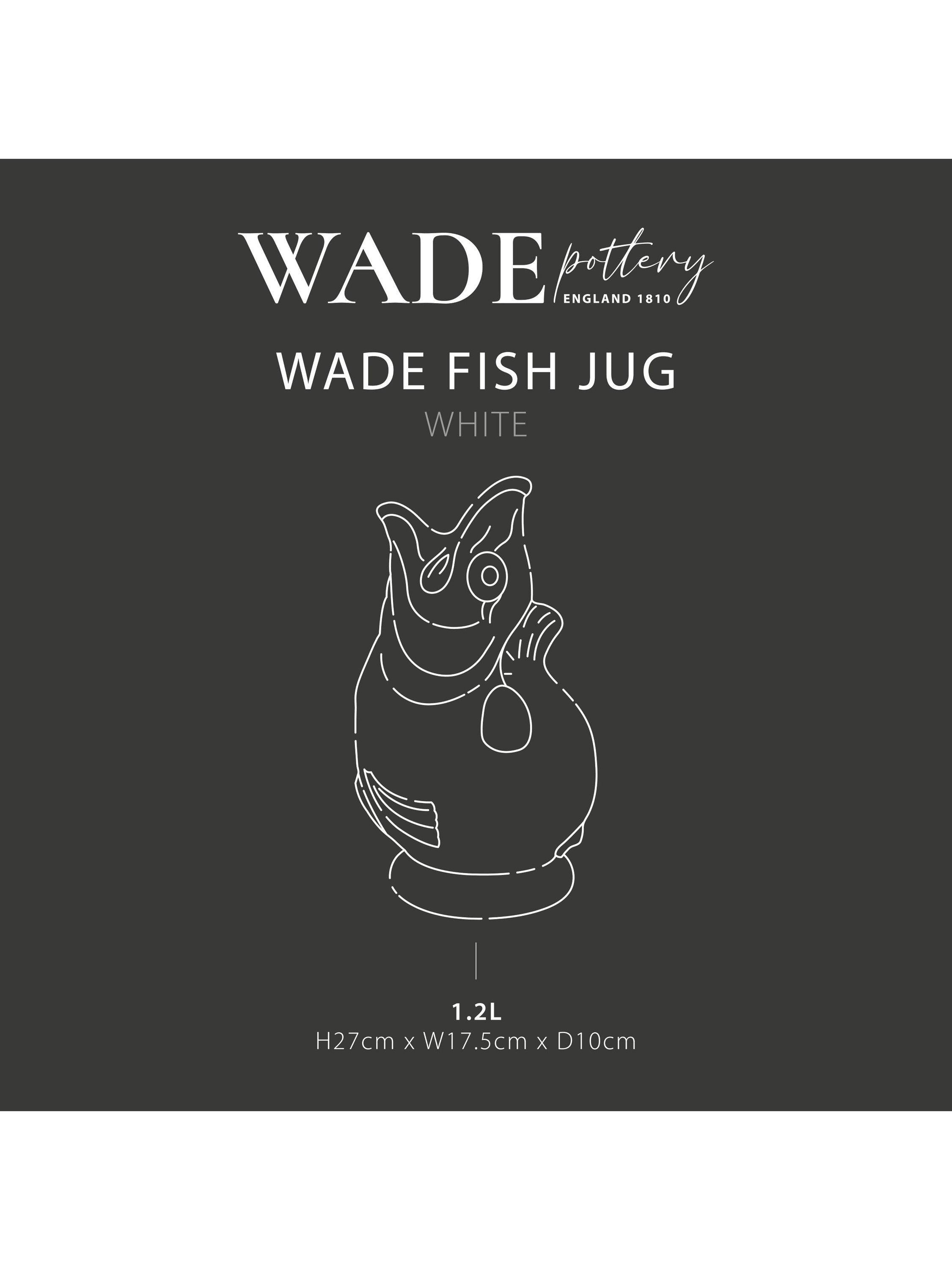 Wade Pottery fish earthenware jug white 1.2L, UK version