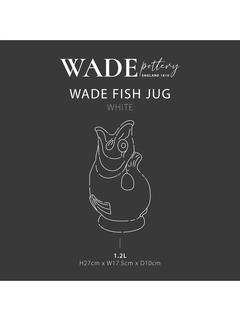 Wade Pottery fish earthenware jug white 1.2L, UK version