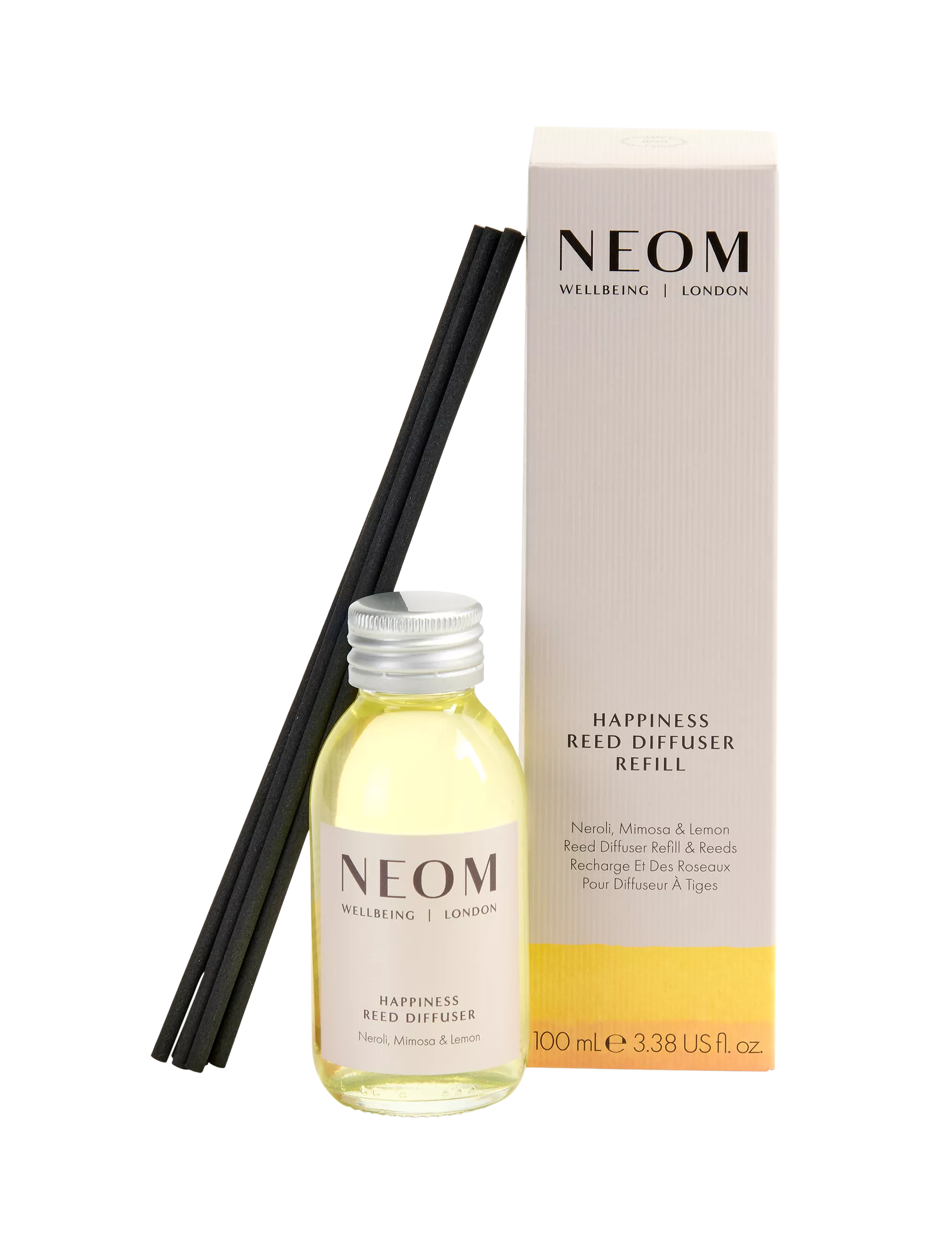 NEOM Wellbeing London Happiness reed diffuser refill 100ml, imported from the UK