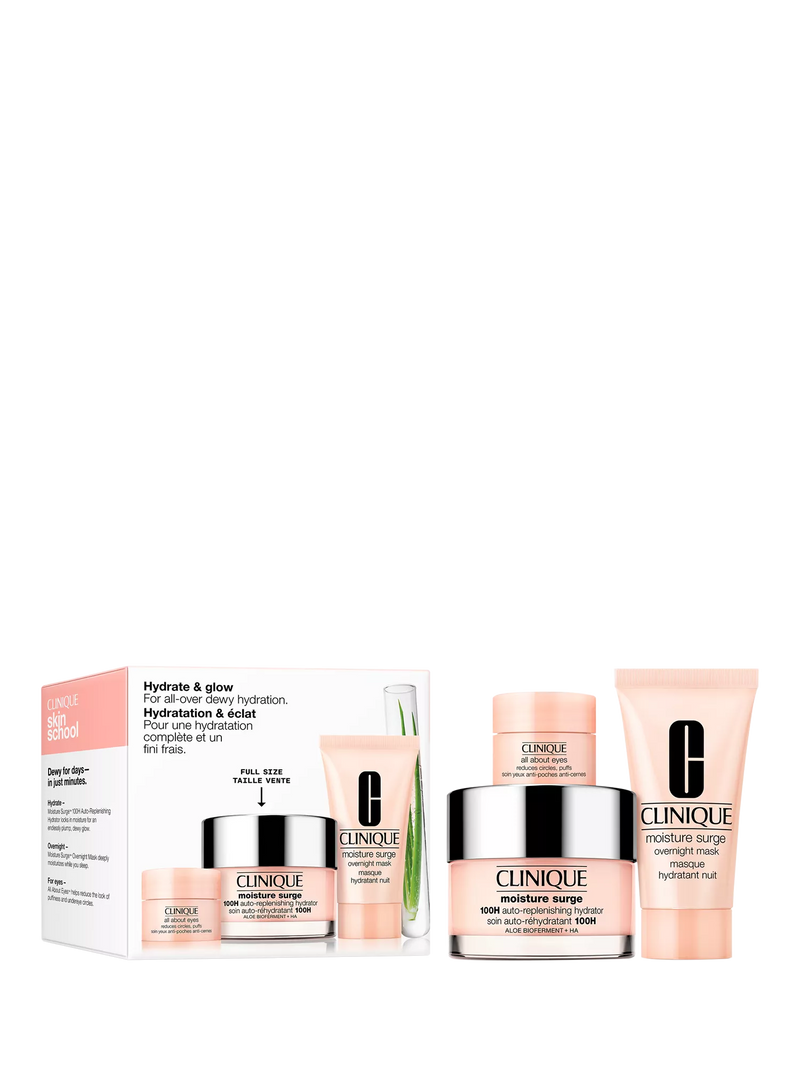 Clinique Hydration & Glow gift set with Moisture Surge 100H hydrator, imported from the UK