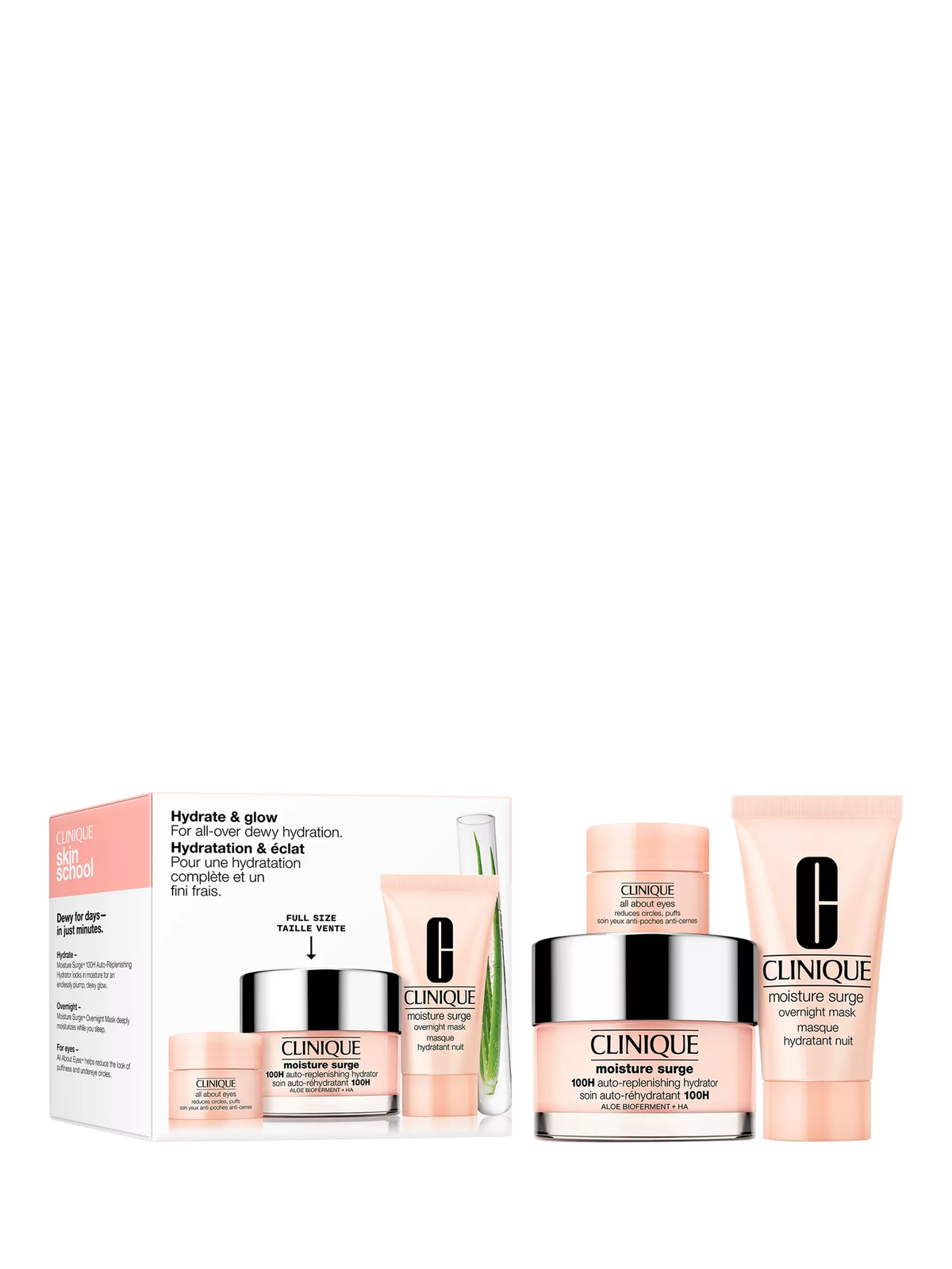 Clinique Hydration & Glow gift set with Moisture Surge 100H hydrator, imported from the UK