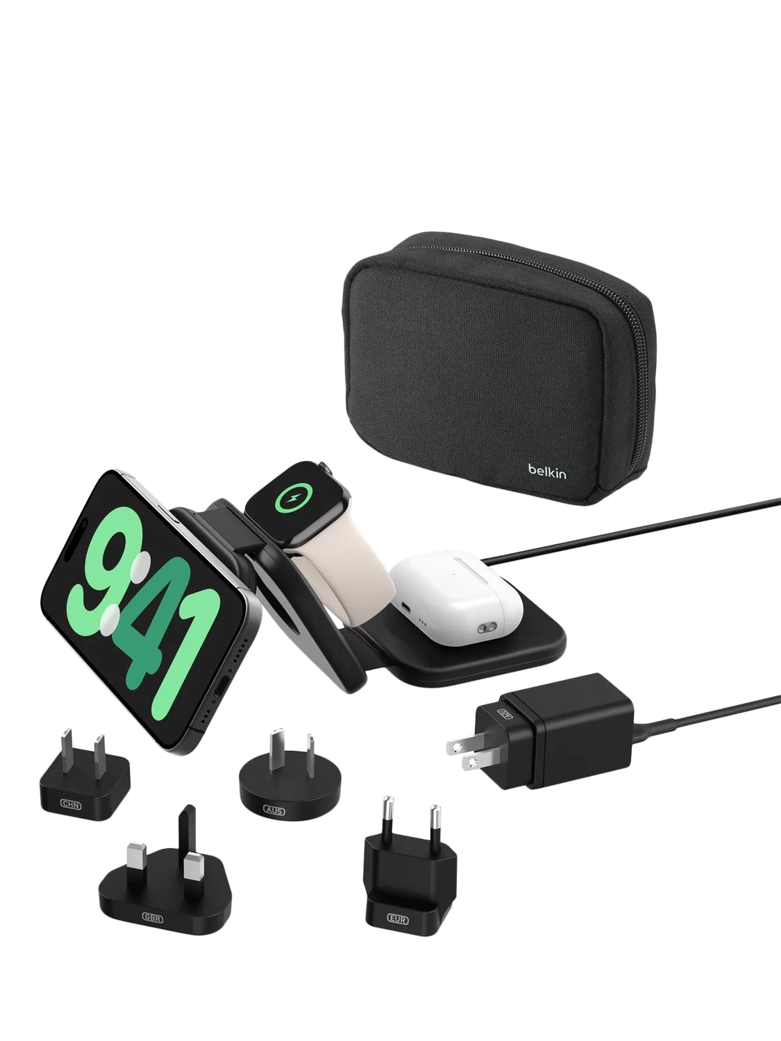 Belkin 3-in-1 magnetic foldable wireless charging pad travel - British product