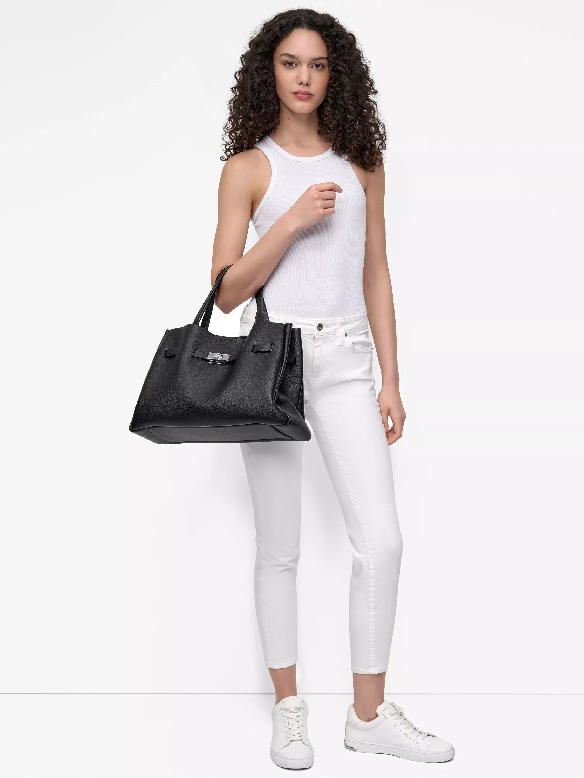 DKNY Bryar Large Satchel Bag Black, imported from the UK
