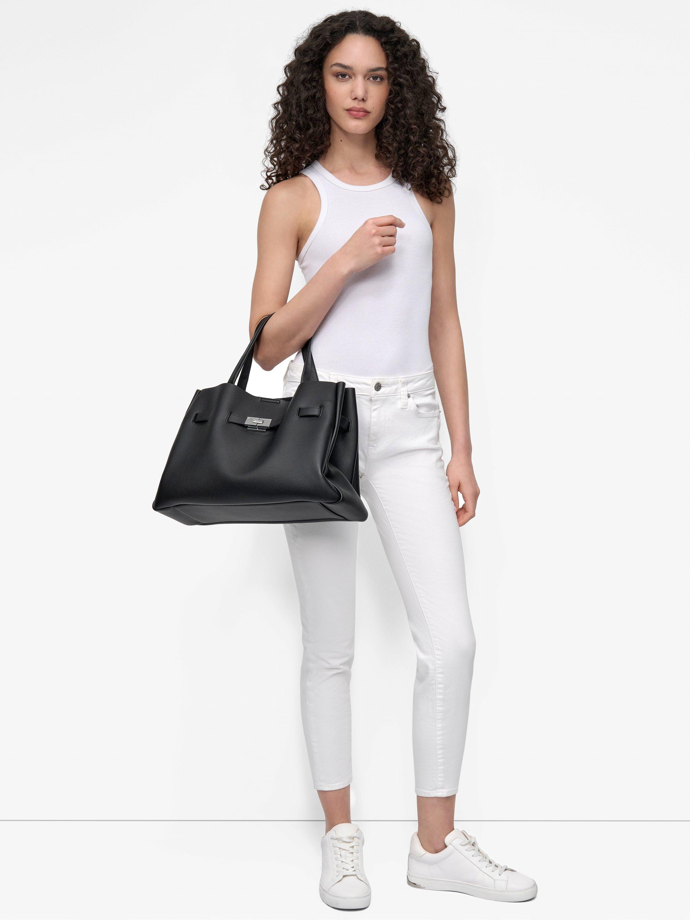 DKNY Bryar Large Satchel Bag Black, imported from the UK