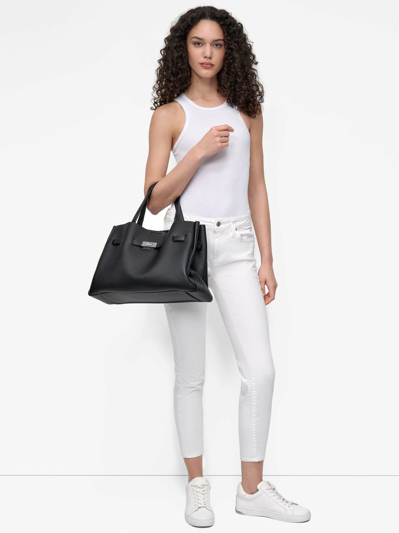 DKNY Bryar Large Satchel Bag Black, imported from the UK