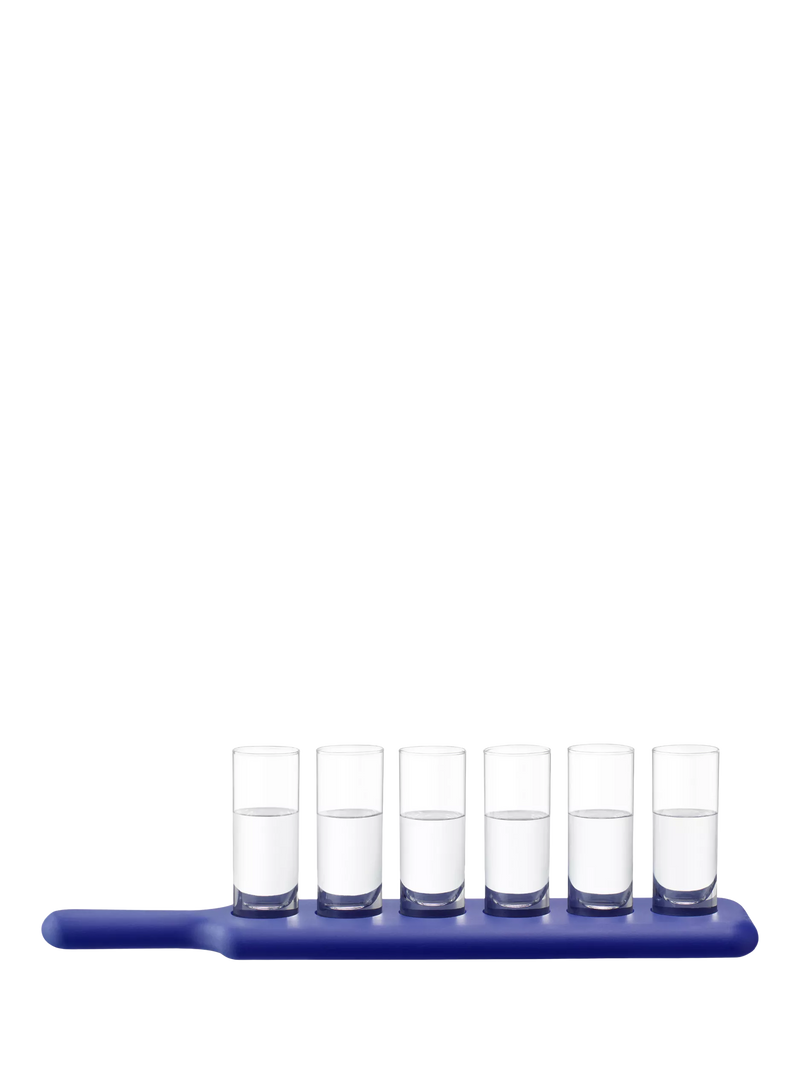 LSA International Paddle Pop ash wood board and shot glass set Tarn Blue (British brand)