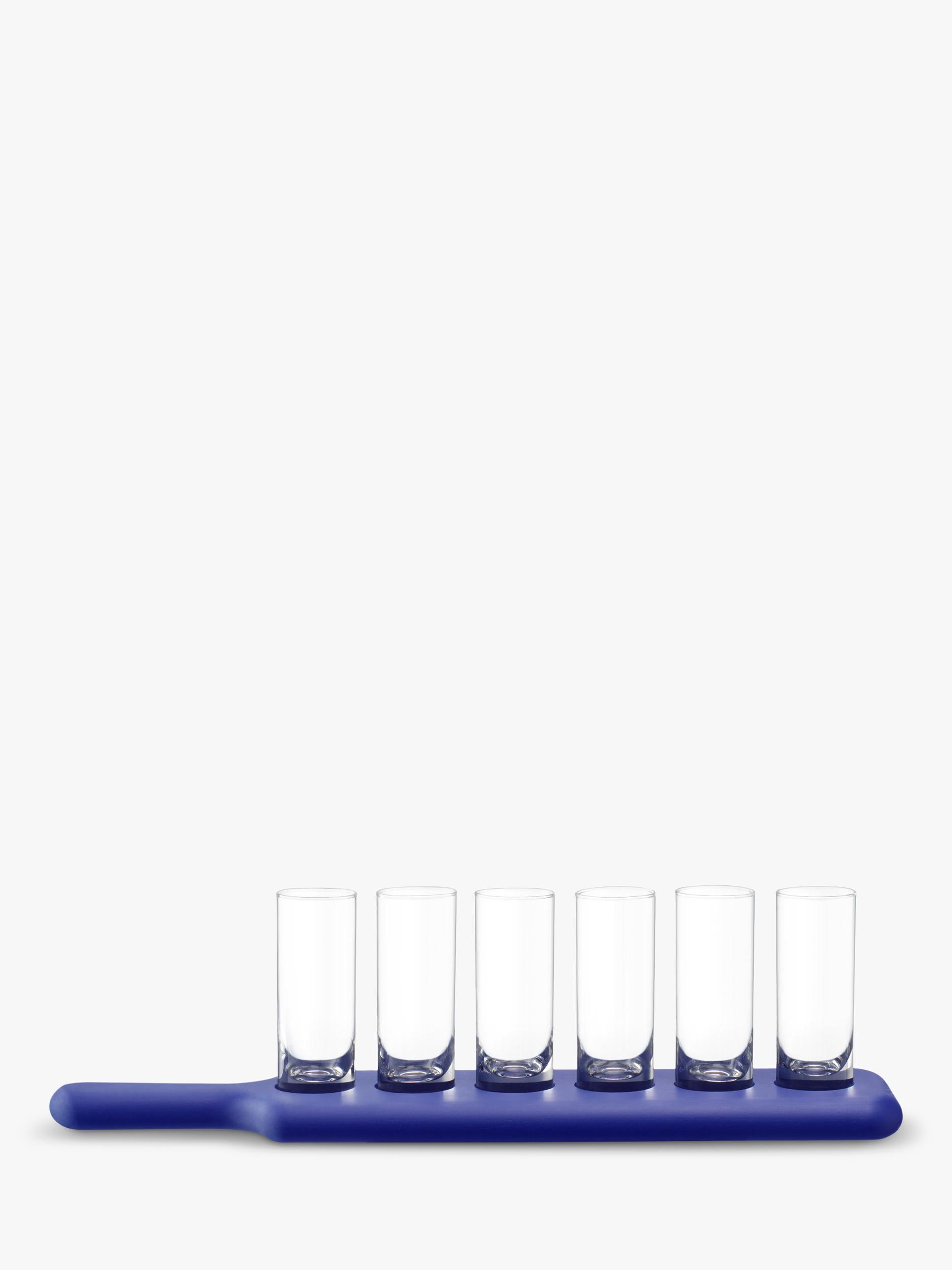 LSA International Paddle Pop ash wood board and shot glass set Tarn Blue (British brand)