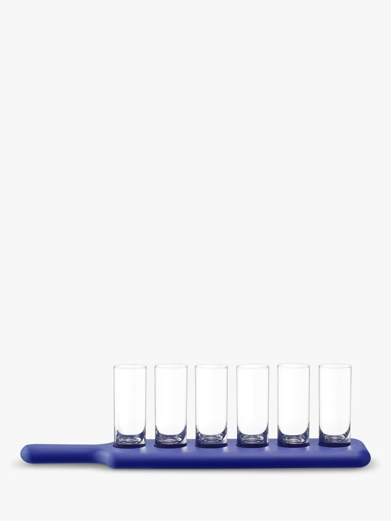 LSA International Paddle Pop ash wood board and shot glass set Tarn Blue (British brand)