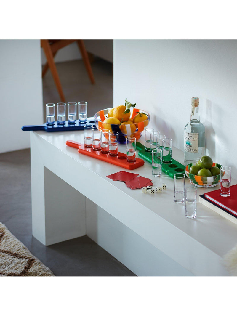 LSA International Paddle Pop ash wood board and shot glass set Tarn Blue (British brand)
