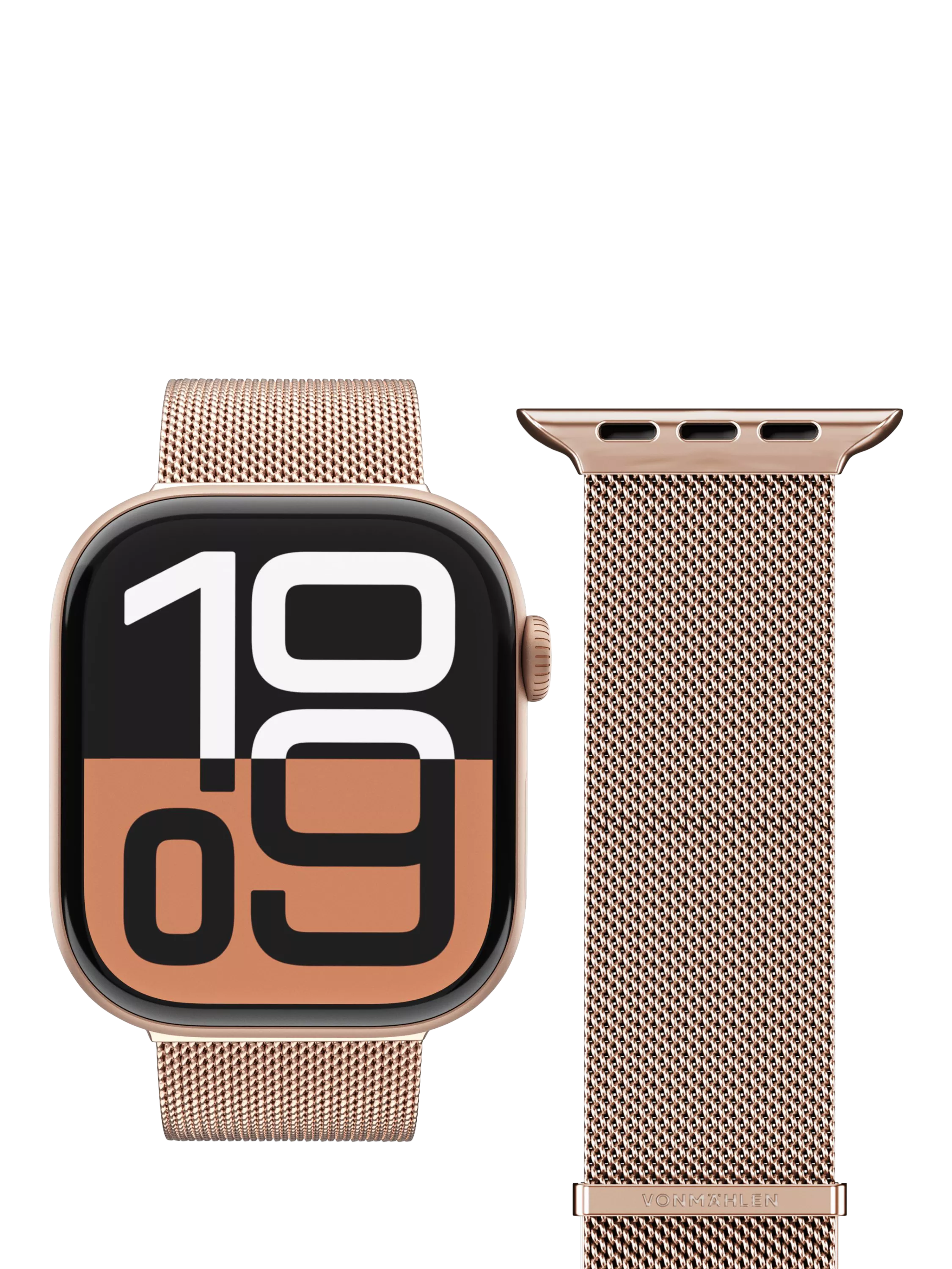 Vonmählen Milanese Loop 2 rose gold watch strap for Apple Watch, imported from the UK