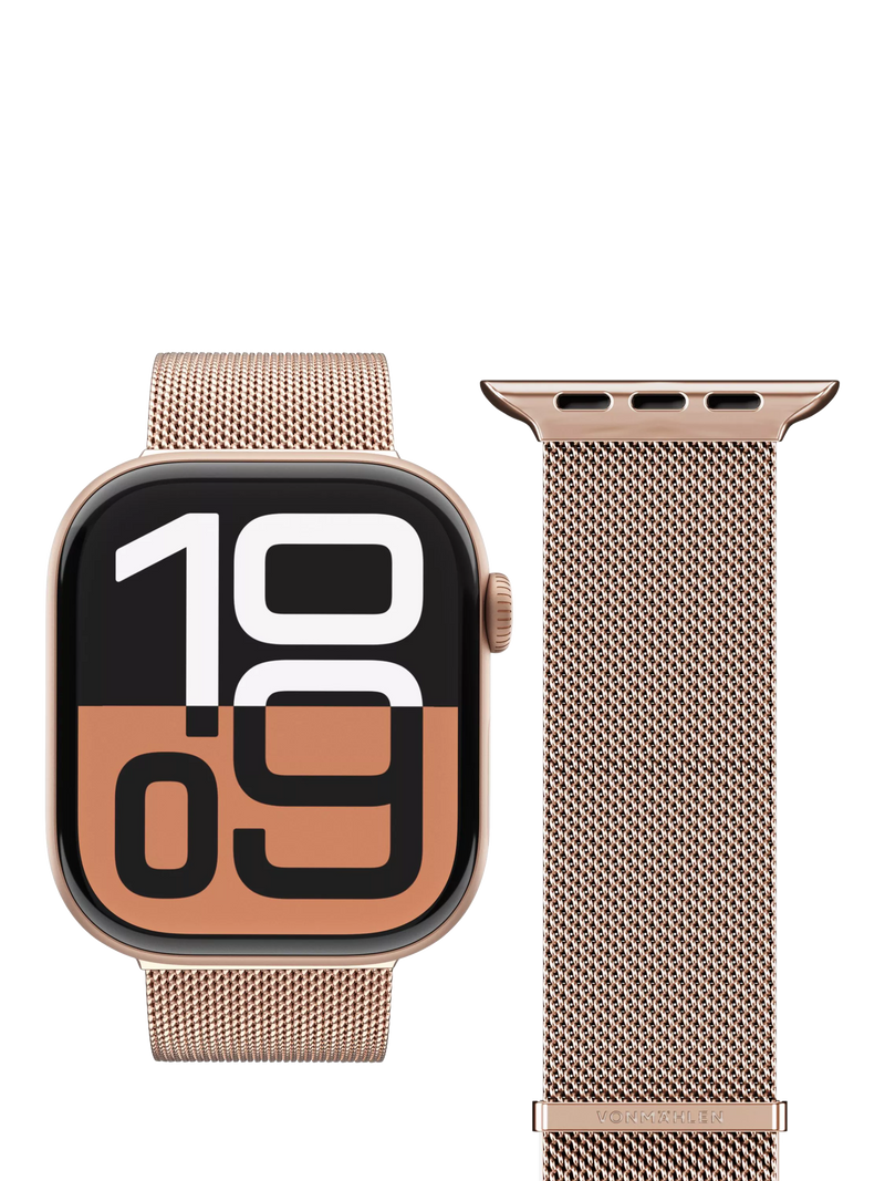 Vonmählen Milanese Loop 2 rose gold watch strap for Apple Watch, imported from the UK
