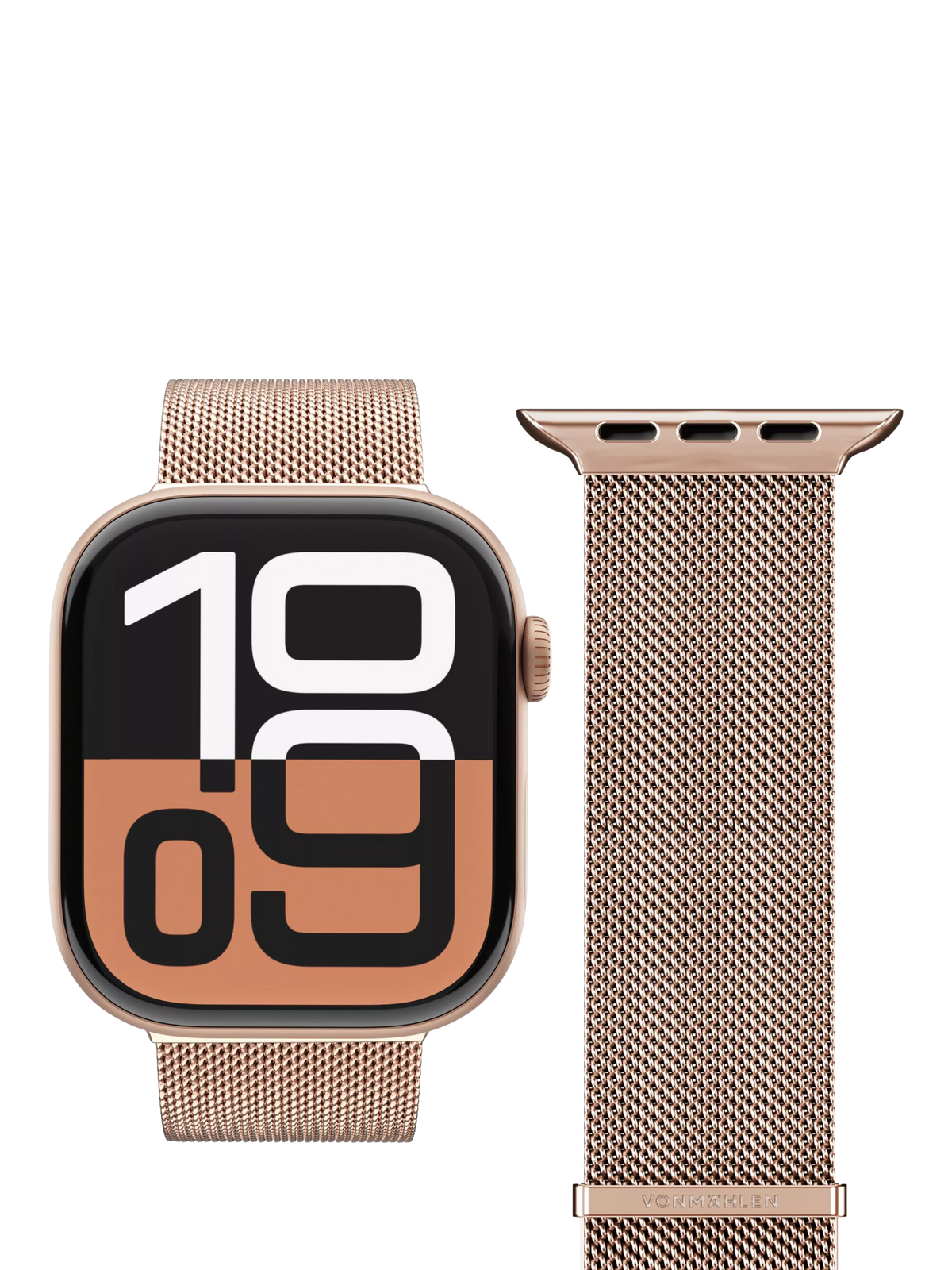 Vonmählen Milanese Loop 2 rose gold watch strap for Apple Watch, imported from the UK