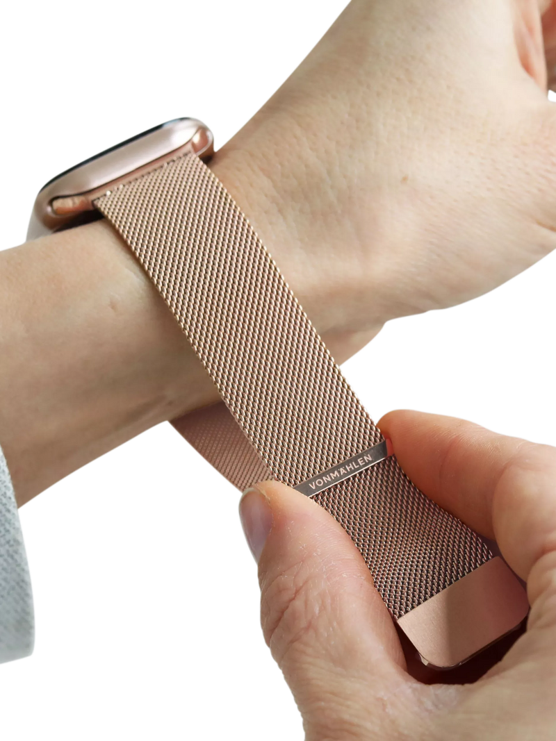 Vonmählen Milanese Loop 2 rose gold watch strap for Apple Watch, imported from the UK