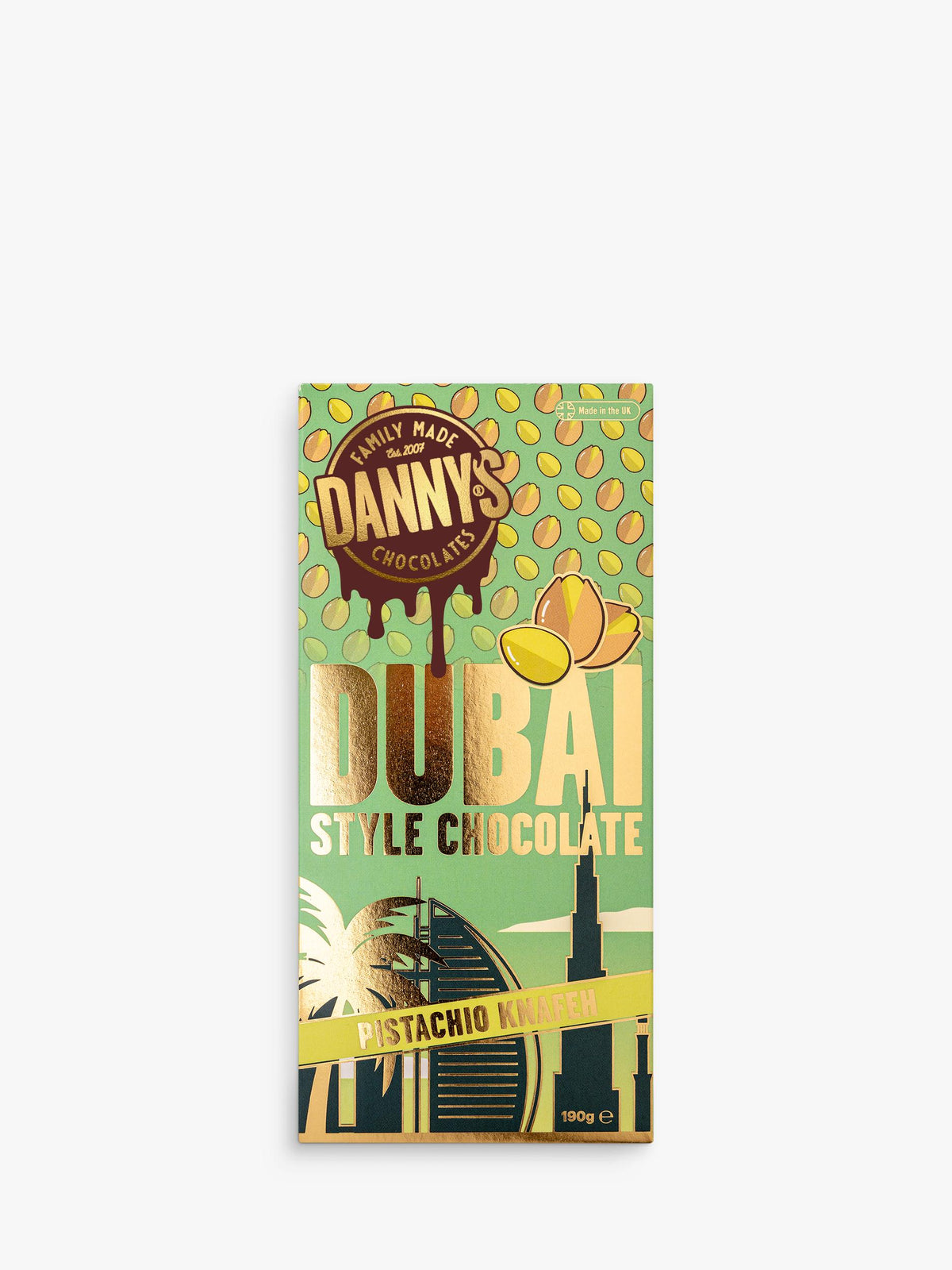 Pistachio Knafeh Filled Chocolate Bar 190g