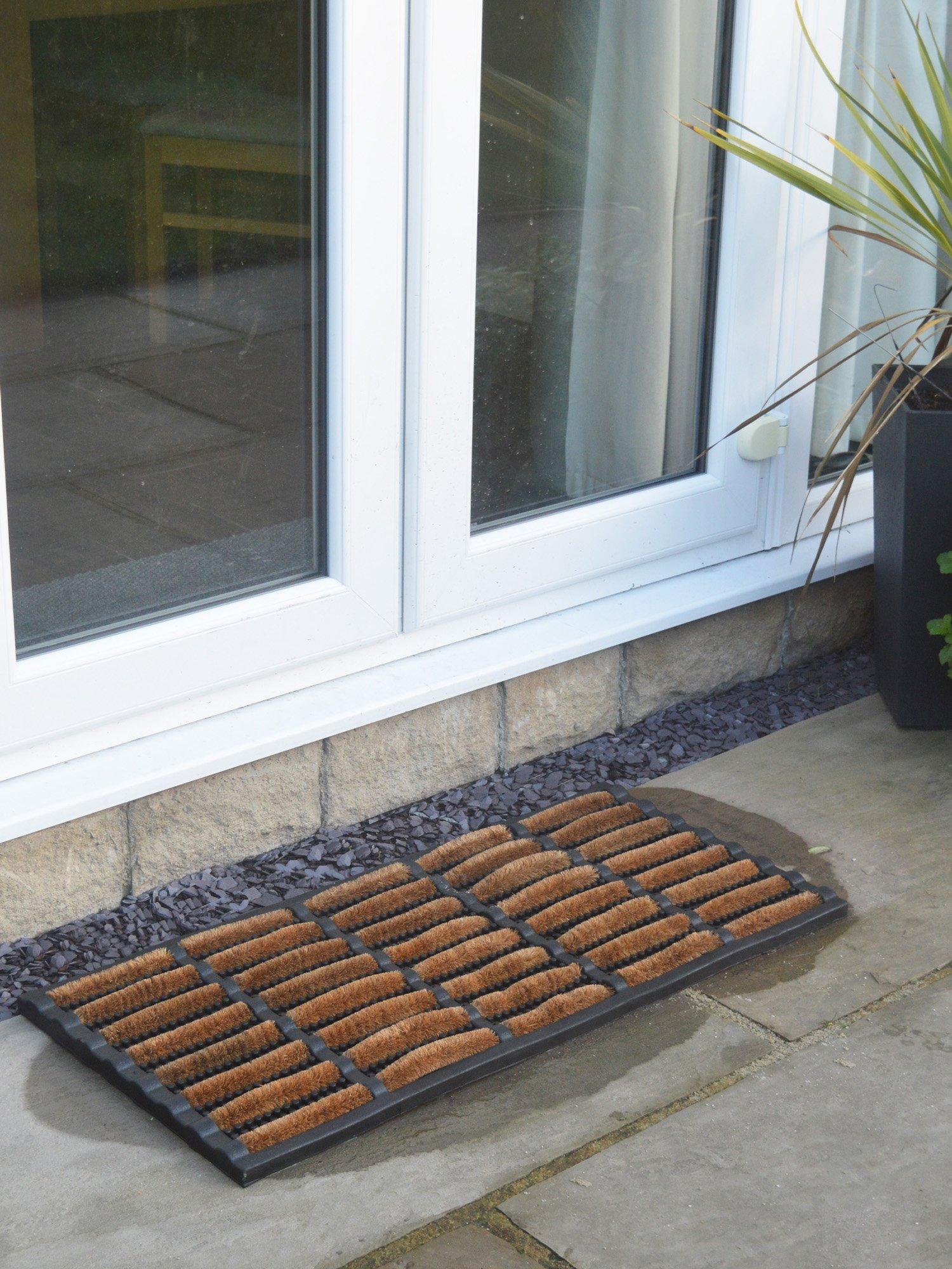 John Lewis rubber coir scraper door mat black - British product