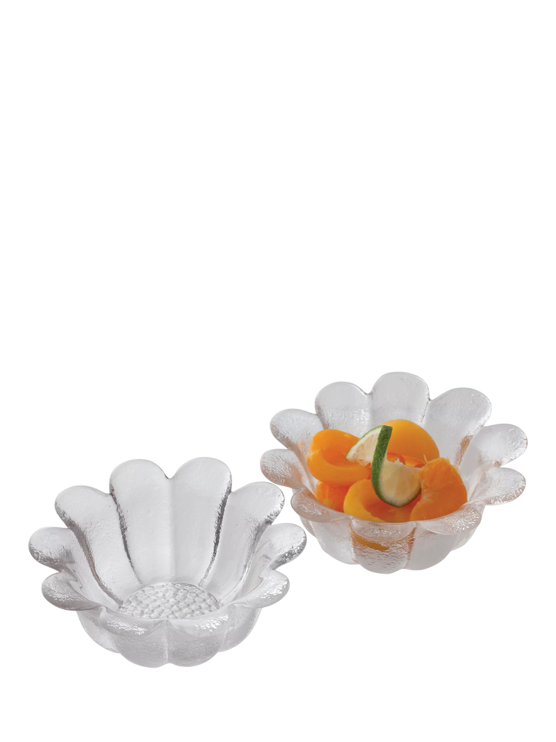 Dartington Crystal Daisy glass dish, set of 2, 16cm, clear - British product
