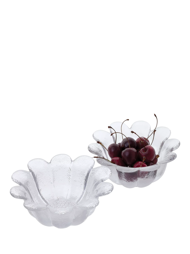 Dartington Crystal Daisy glass dish, set of 2, 16cm, clear - British product