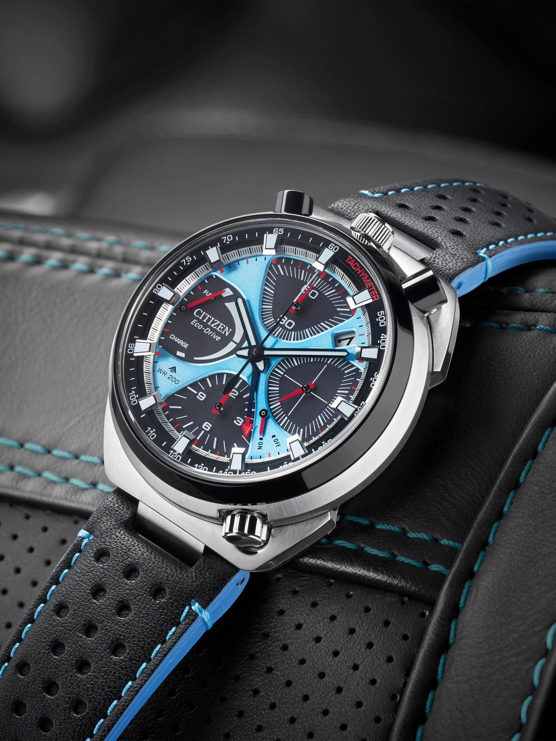 Citizen Promaster Bullhead Racing Chronograph blue dial leather strap - British product
