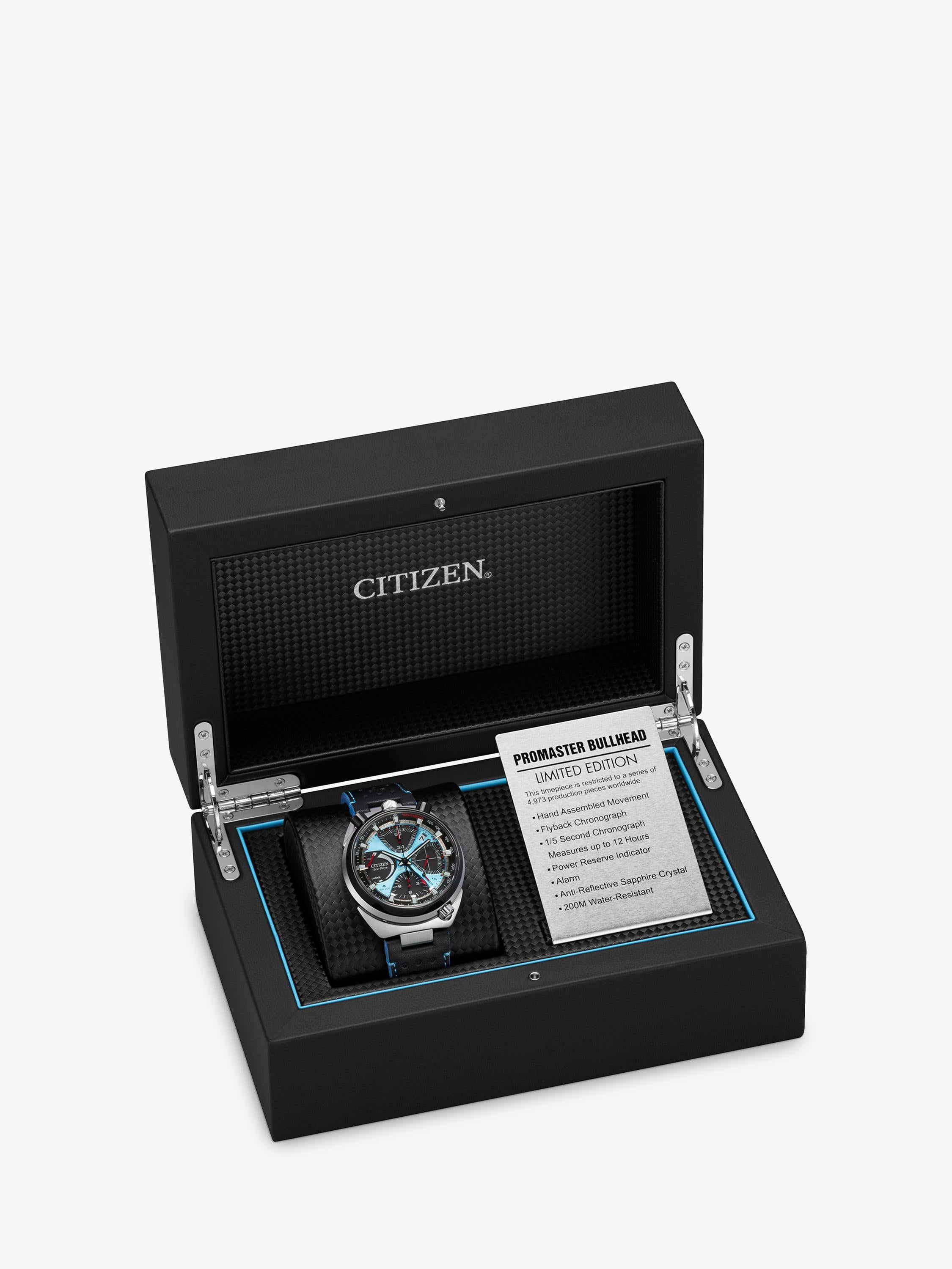 Citizen Promaster Bullhead Racing Chronograph blue dial leather strap - British product