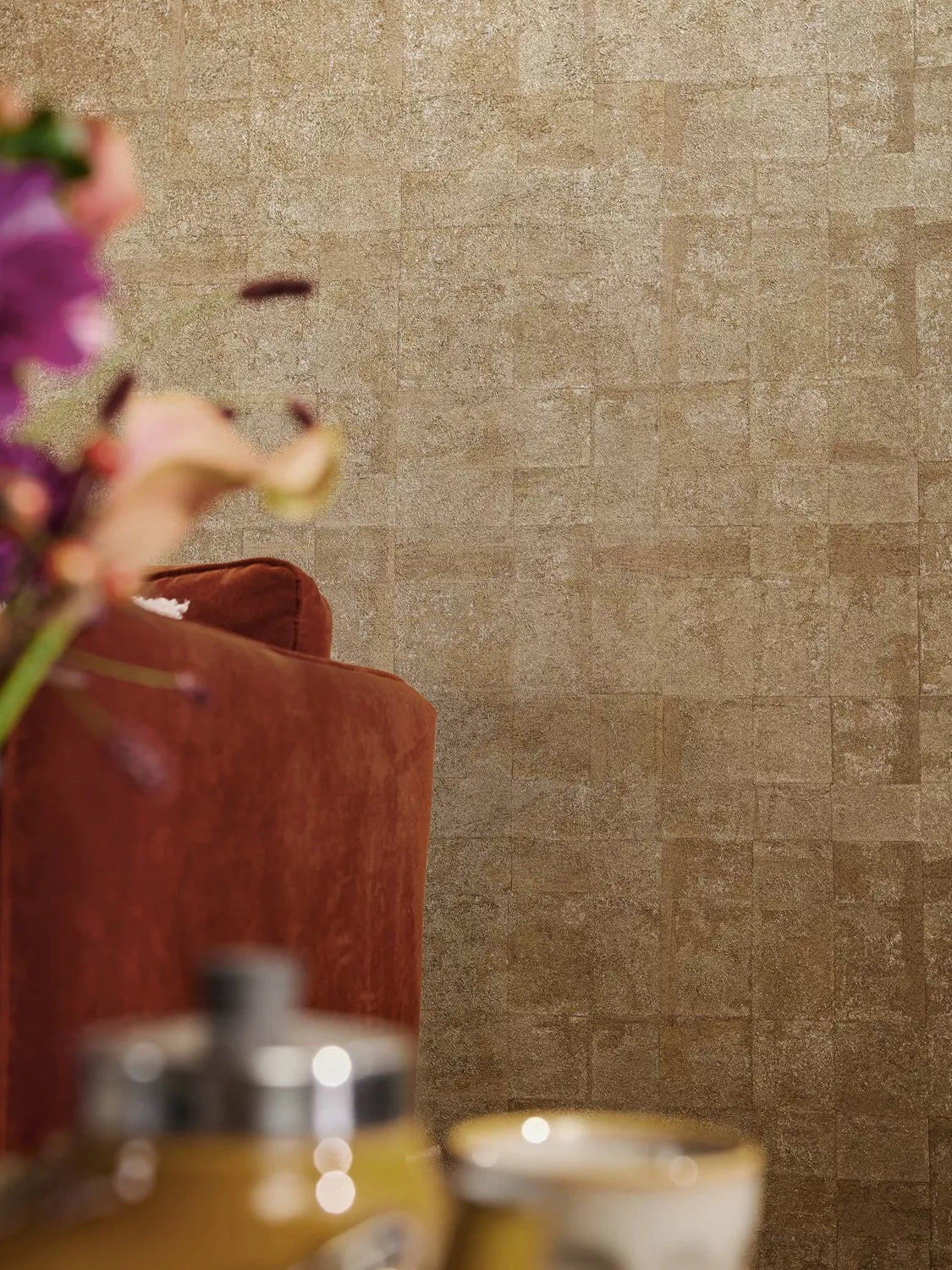 Galerie Squares on Squares wallpaper faux tile effect metallic - British product