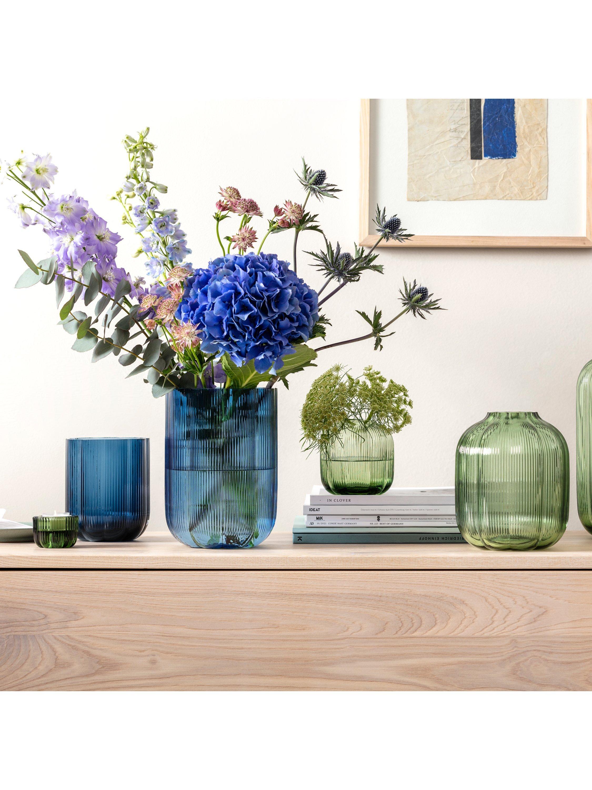 Villeroy & Boch glass vase Fleur blue 22.5cm, UK version