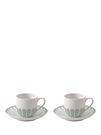 John Lewis Porcelain Espresso Cup and Saucer Set, 2 Pieces, 70ml, Vert- Buy online at McGrocer