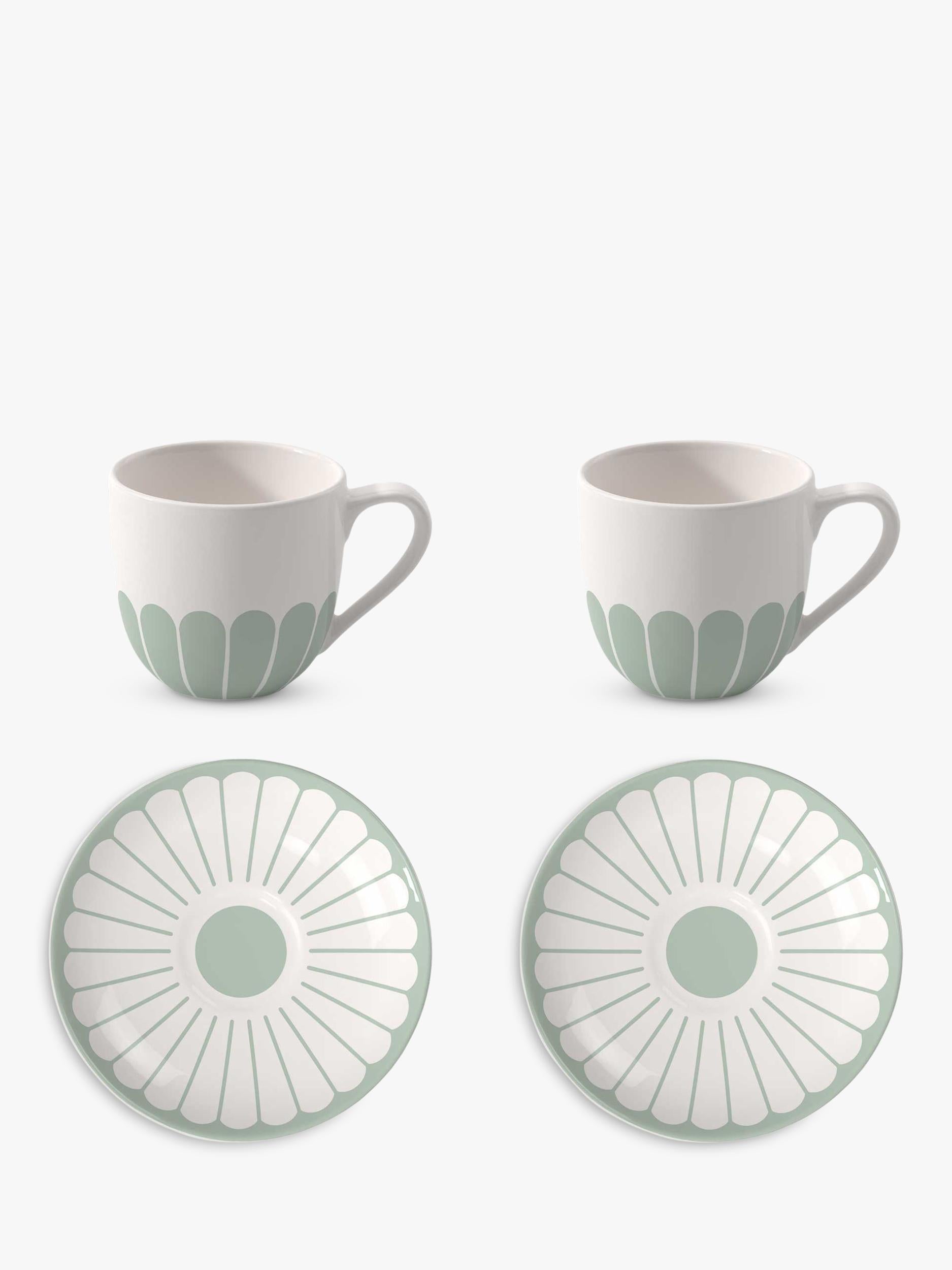 Villeroy & Boch porcelain espresso cup and saucer set with floral design, 70ml, set of two (British brand)